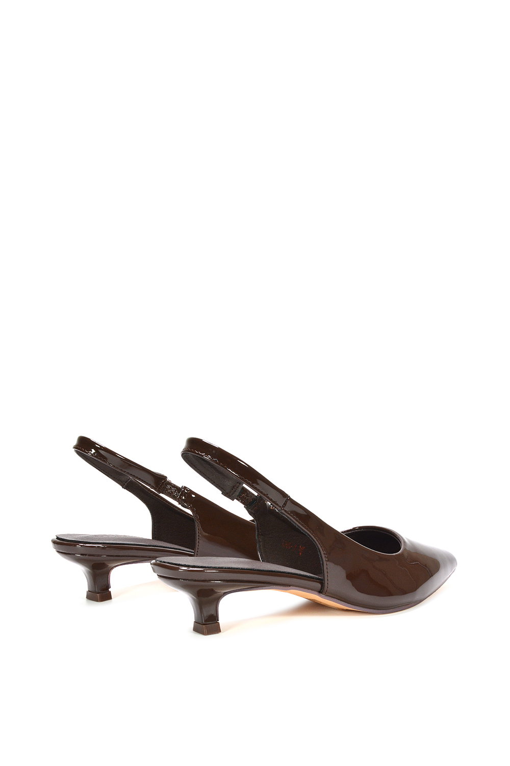 Brown XY LONDON Brown 'Jenny' Pointed Toe Low Kitten Heel Slingback Pumps, Image 5 of 6