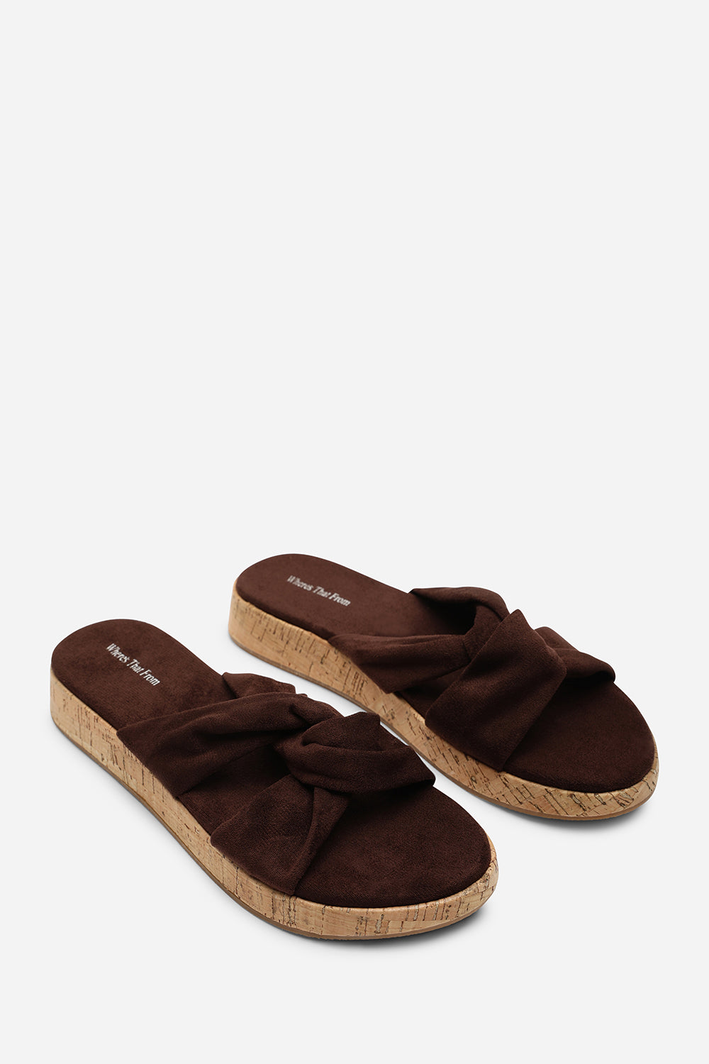 Dark Brown Where's That From Dark Brown Bowite Knotted Open Toe Low Wedge Sandal, Image 4 of 6