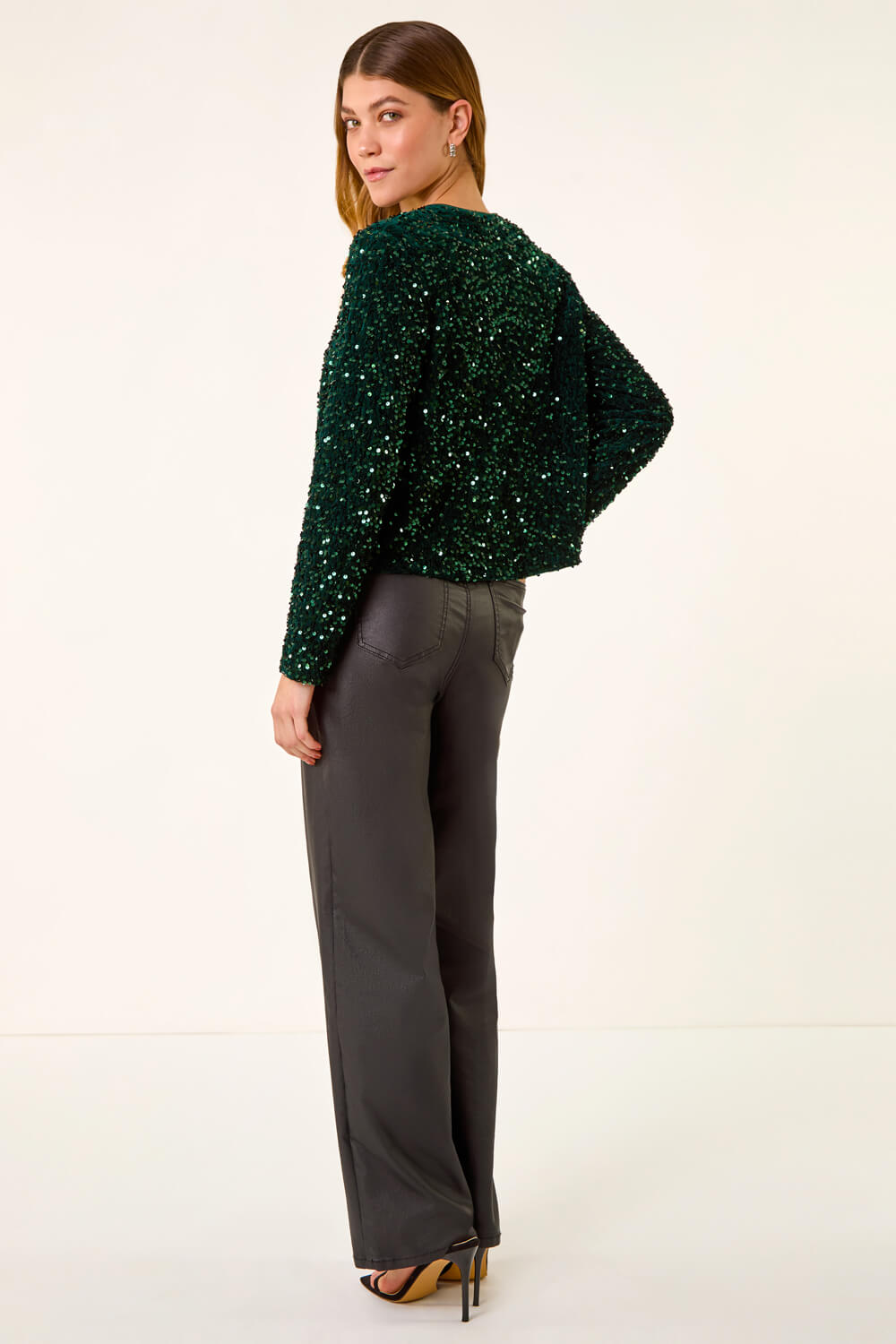 Green Sequin Bow Front Jacket, Image 4 of 5