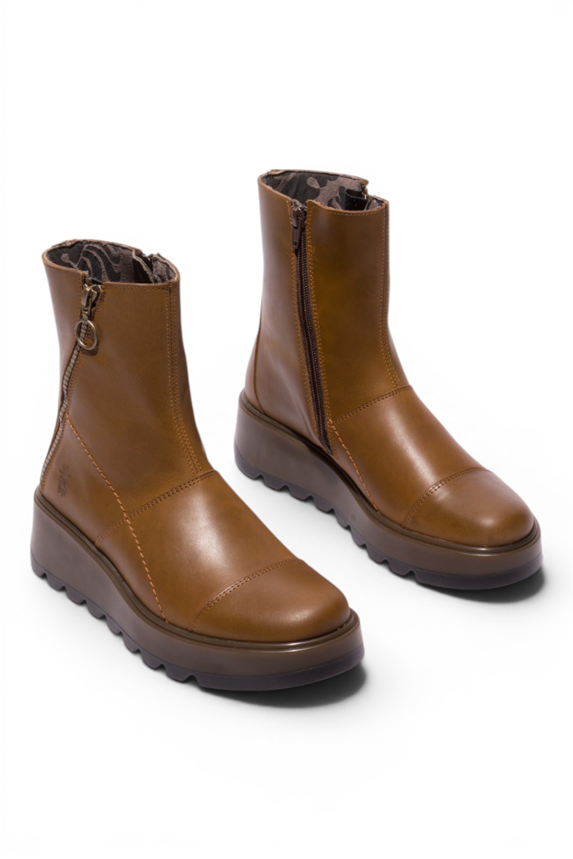 Camel Womens Leather Platform Boots-TARP553FLY, Image 2 of 5