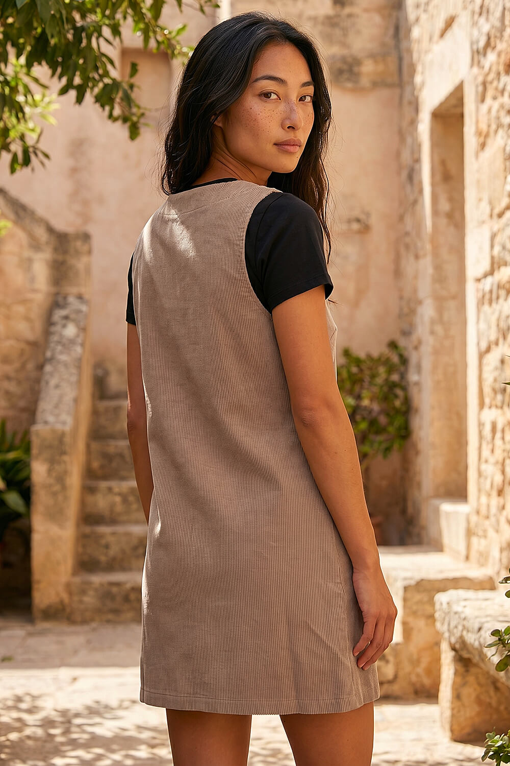 Stone Petite Cord Pinafore Dress, Image 4 of 4