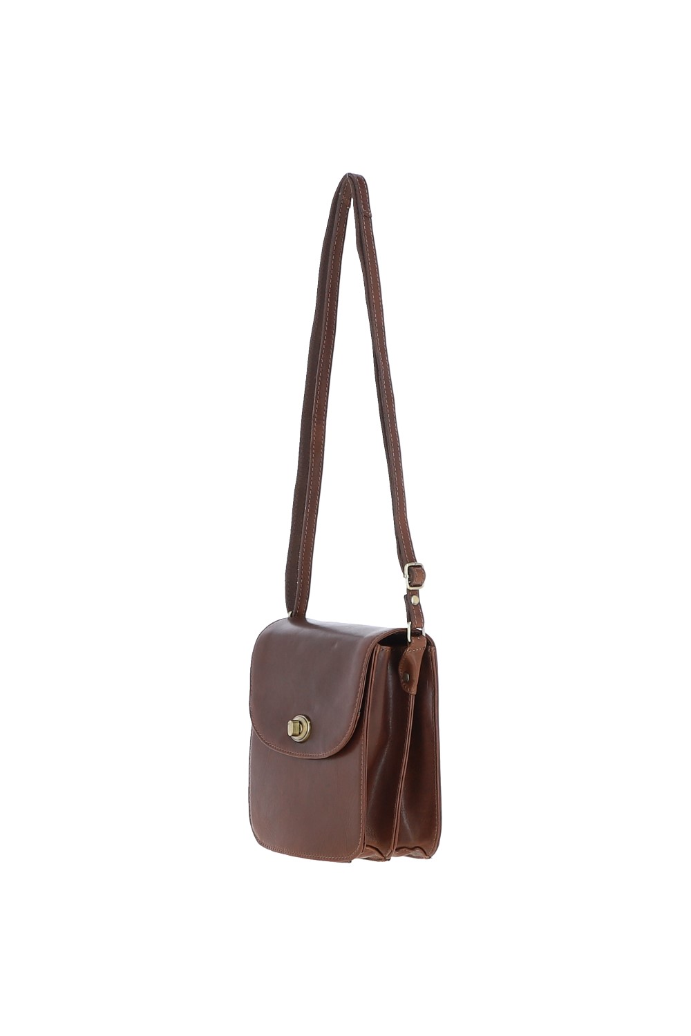 Brown Medium Real Leather Crossbody Bag, Image 3 of 5