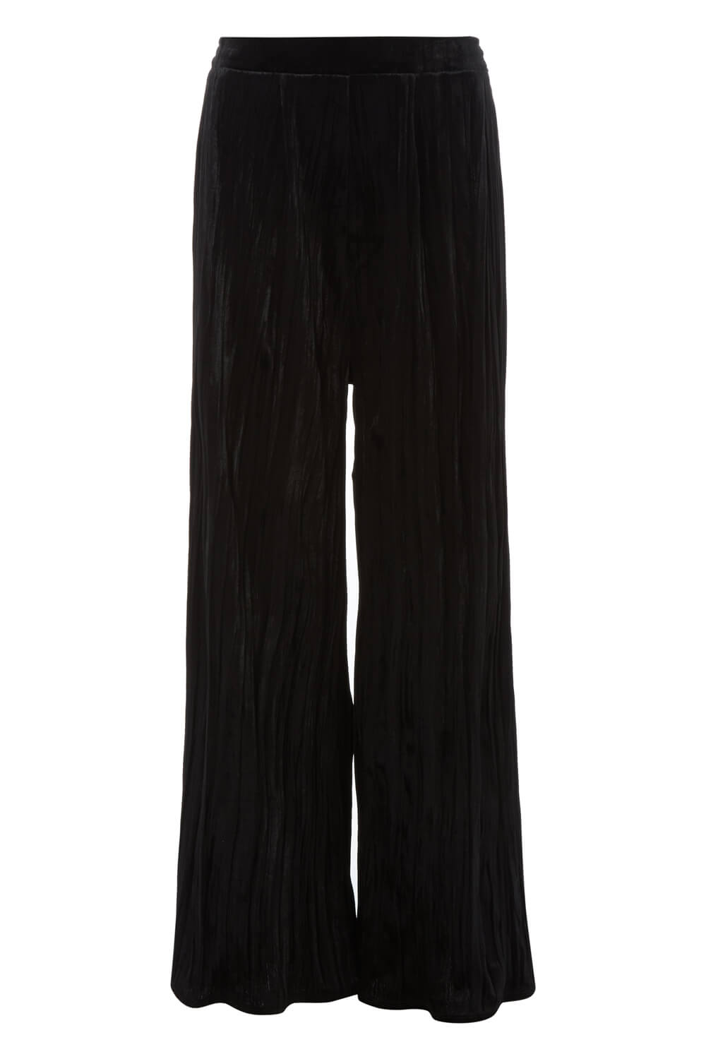 Black Crushed Velour Palazzo Trousers, Image 5 of 4