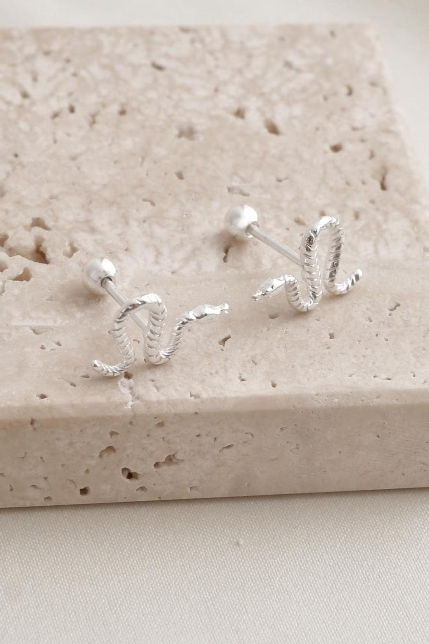 Silver Silver Snake Cartilage Studs 20G- Pair, Image 2 of 5
