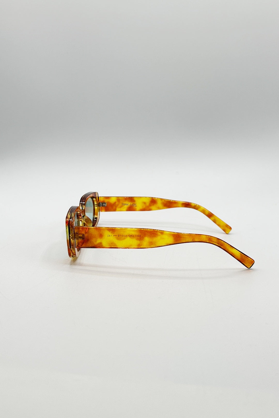 Orange Rectangular Sunglasses in Orange Tortoiseshell, Image 3 of 4