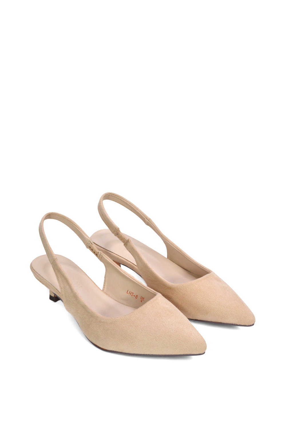 Beige 'Leila' Pointed Toe Low Kitten Heel Slingback Court Shoes, Image 5 of 5