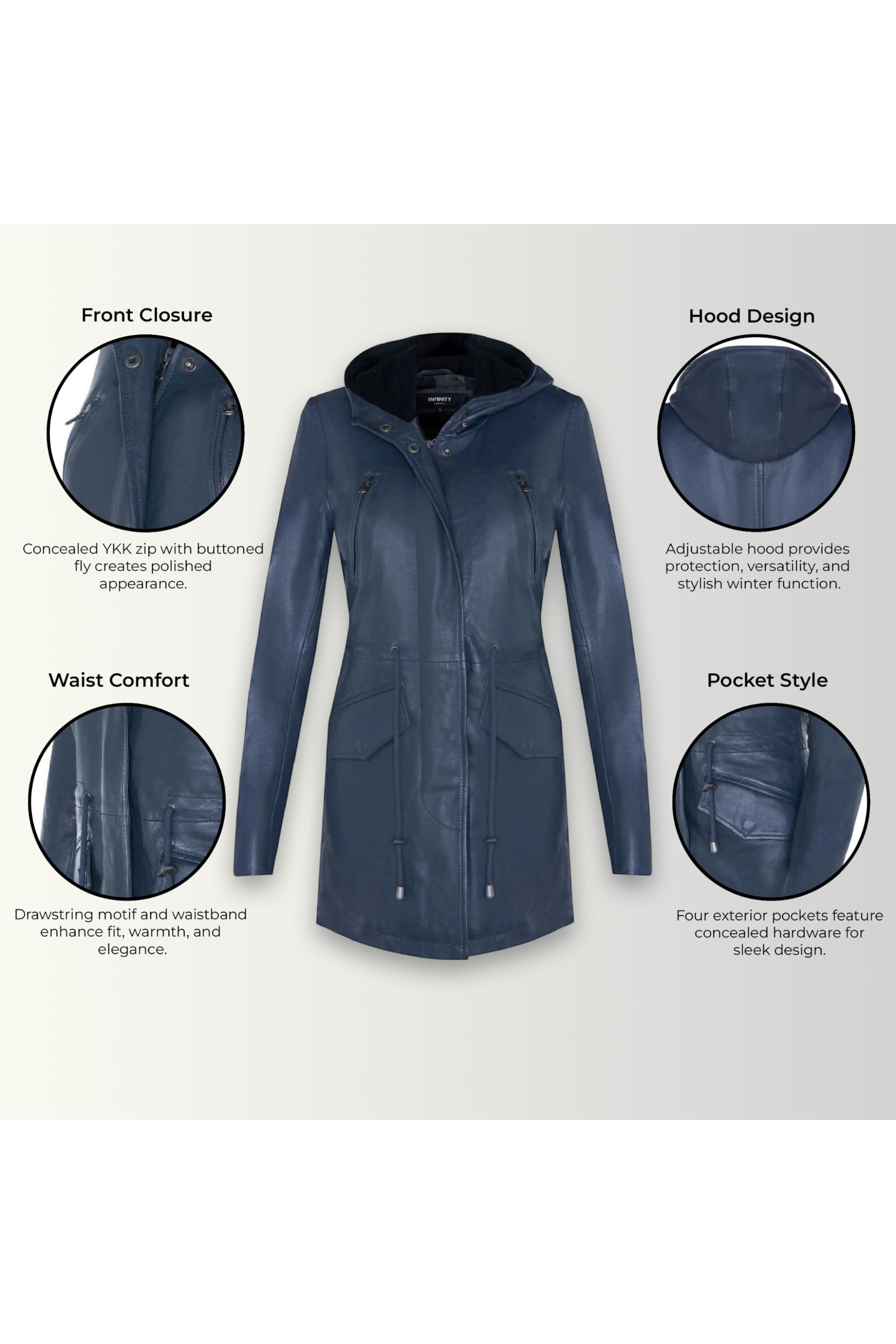 Navy Hooded Parka Jacket-Oakengates, Image 3 of 5