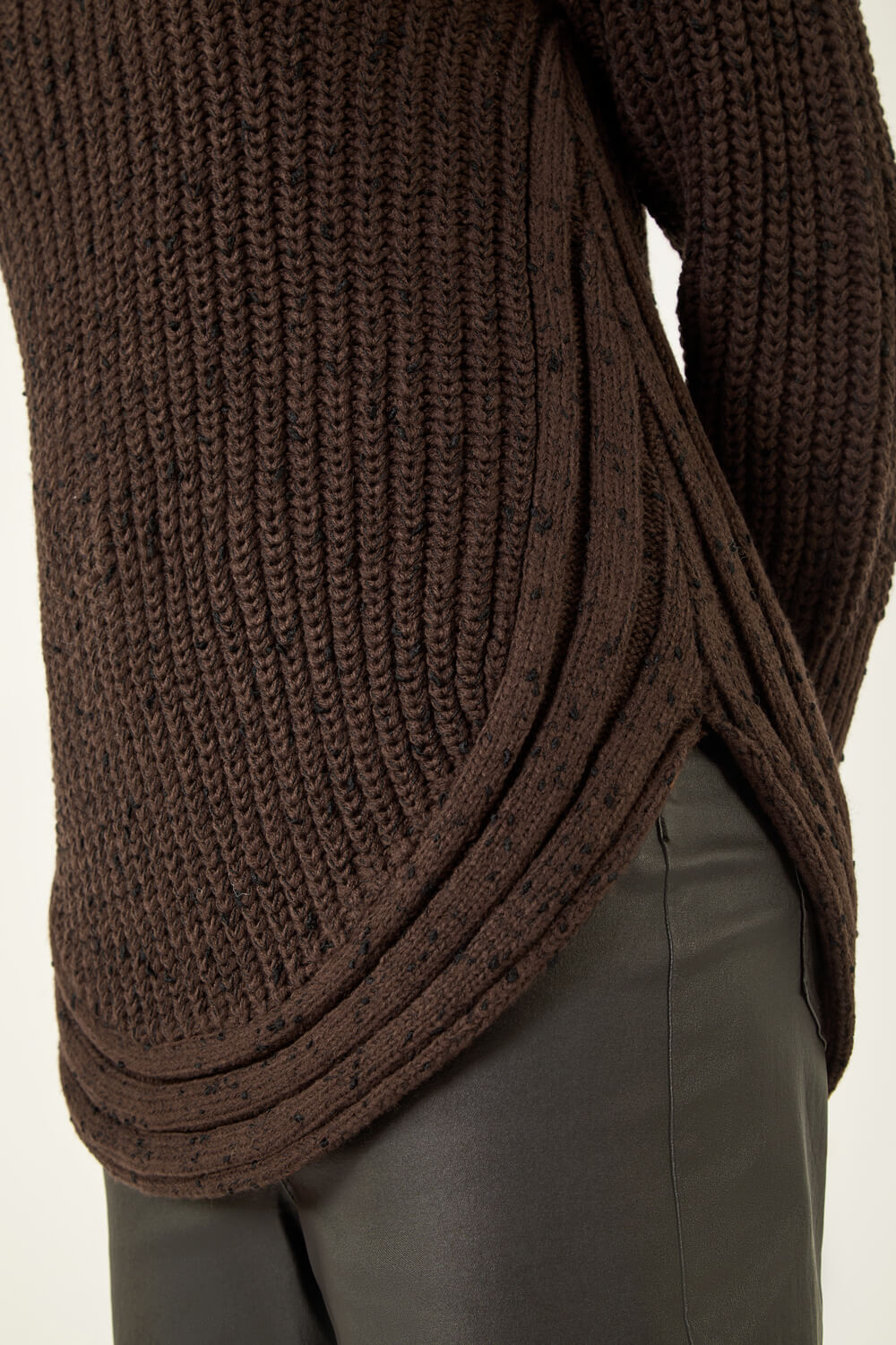 Chocolate Curved Hem Stitch Knit Jumper, Image 6 of 6