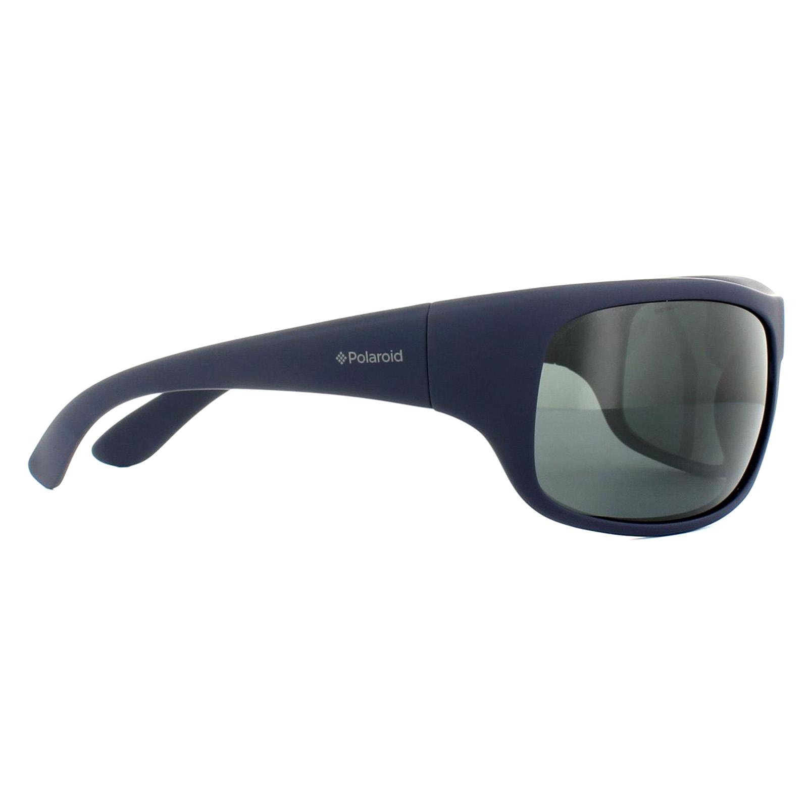 Blue Sport Wrap Matt Dark Blue Grey Polarized Sunglasses, Image 4 of 4