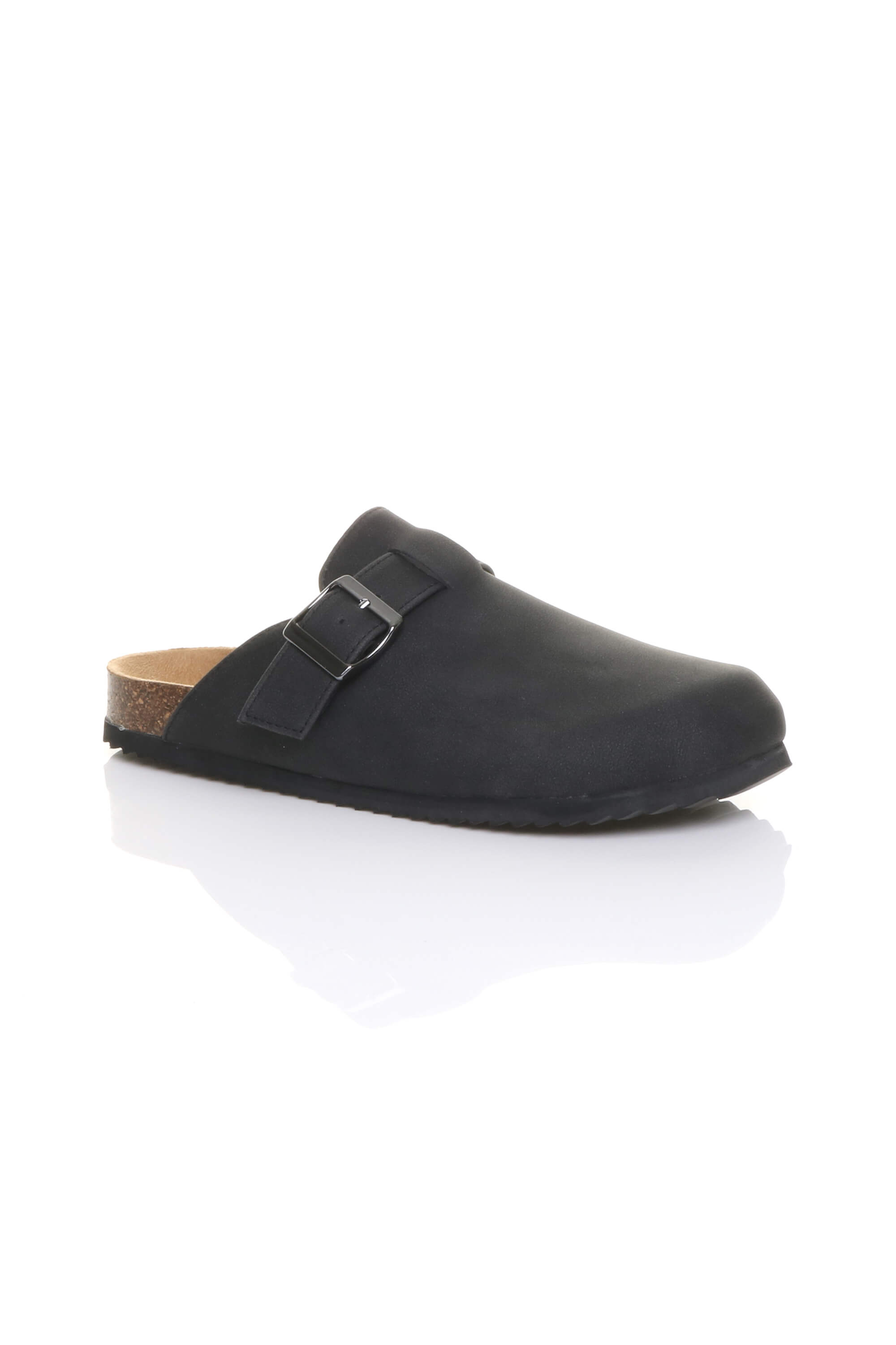 Black AJVANI Black Flat Footbed Sandals Mules, Image 1 of 4