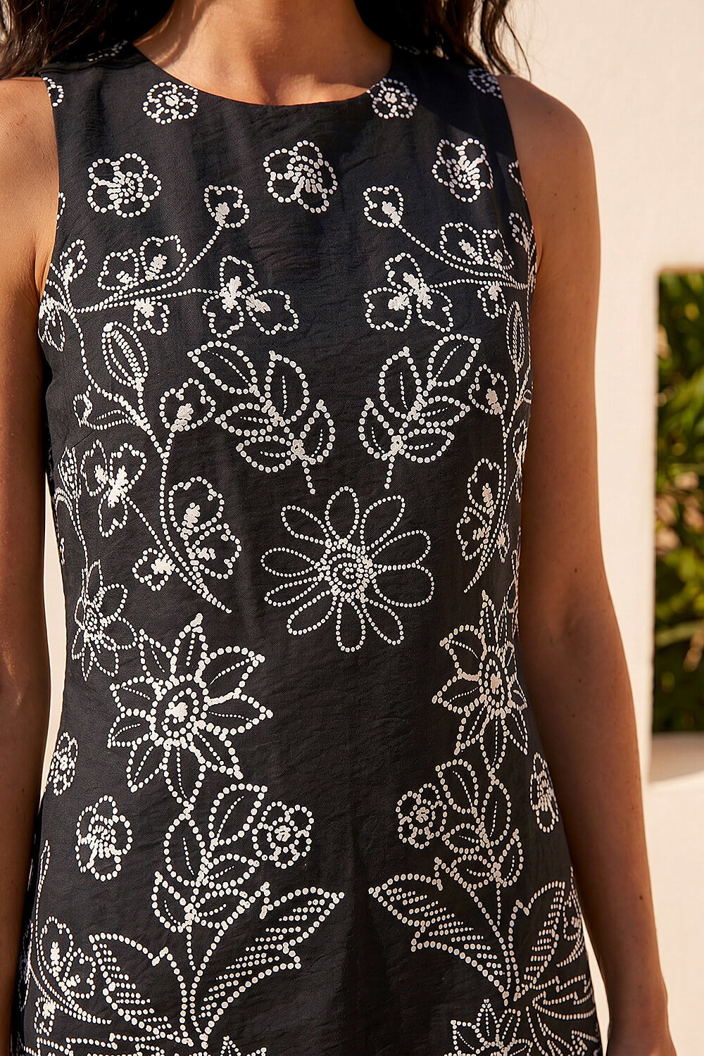Black Floral Motif Shift Dress, Image 5 of 4
