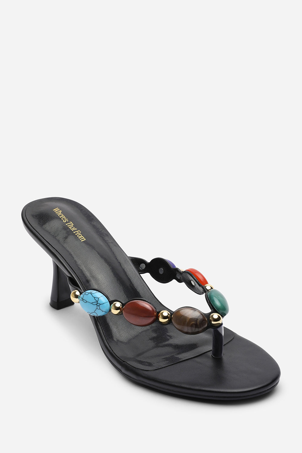 Black Electra Jewel Embellished Heeled Sandals, Image 3 of 6
