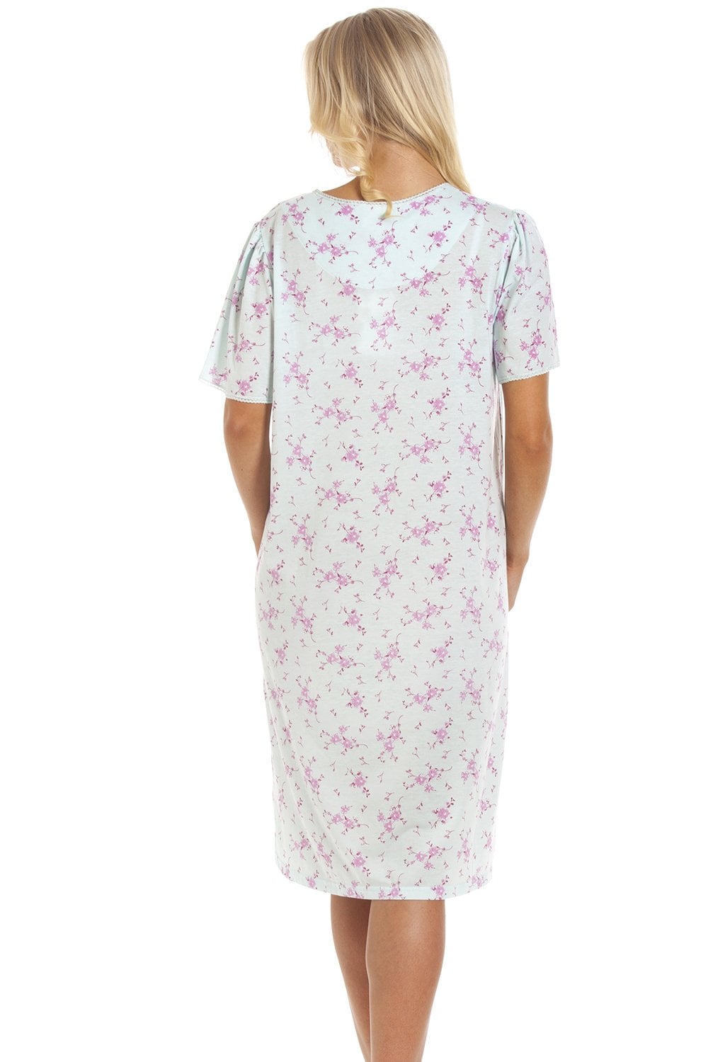 Aqua Short Sleeve Floral Nightdress, Image 2 of 6
