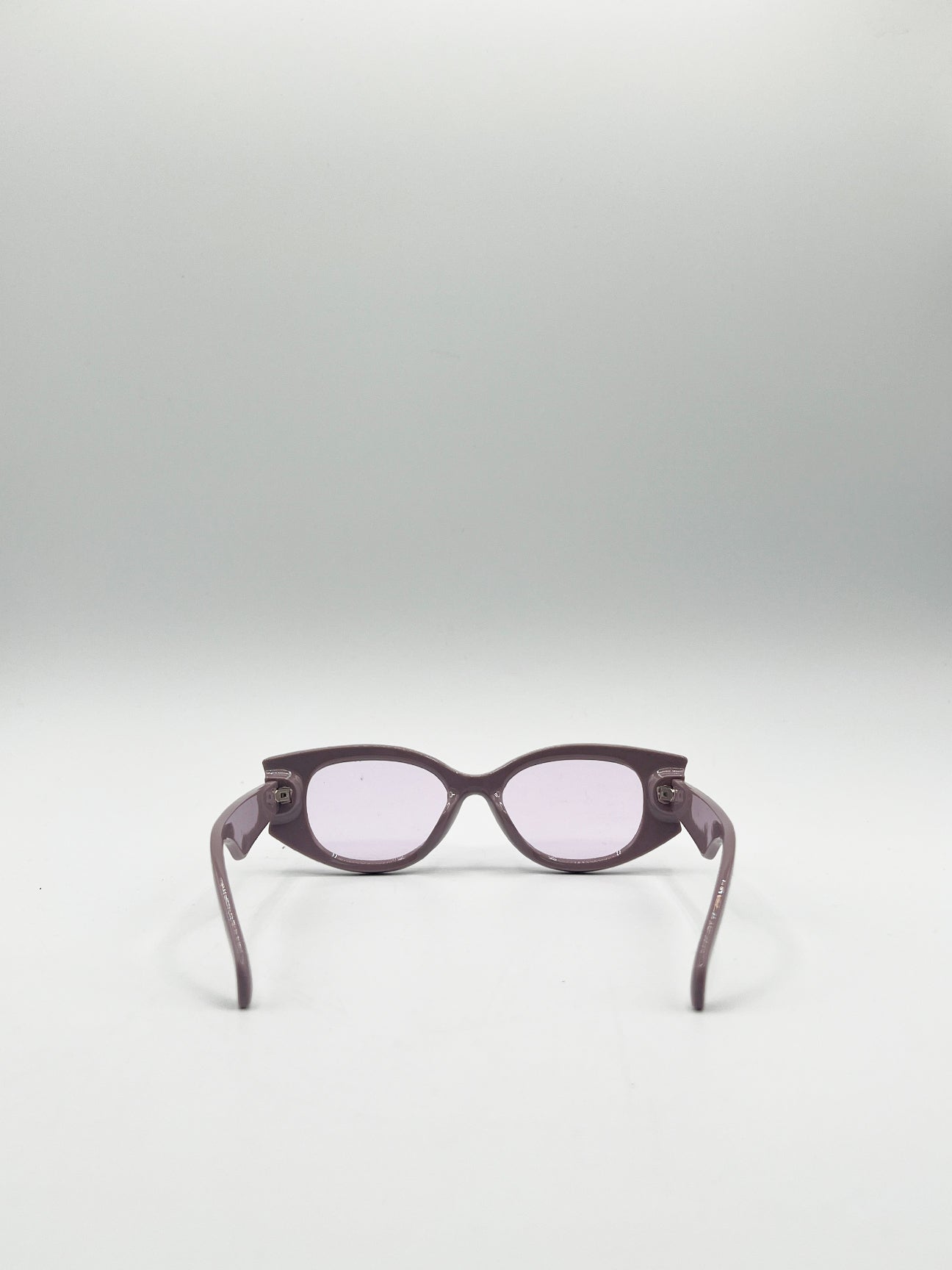 Purple Oval Rectangular Vintage Sunglasses in Purple, Image 5 of 6