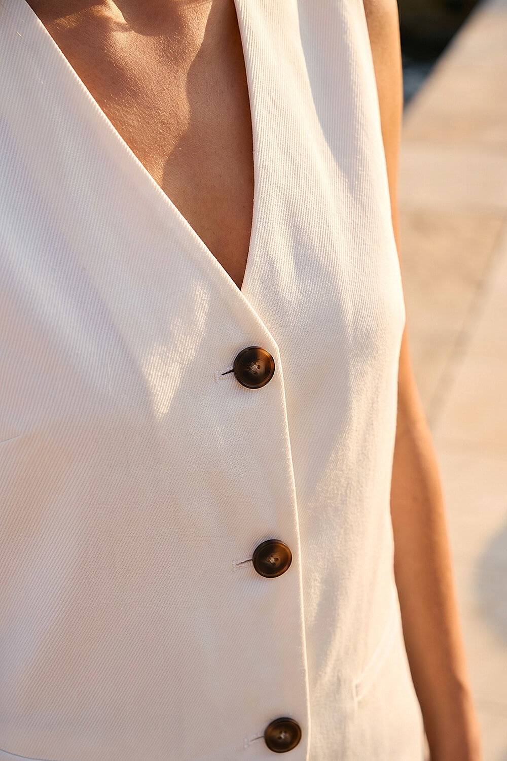 Ivory Longline Button Waistcoat Jacket, Image 5 of 4