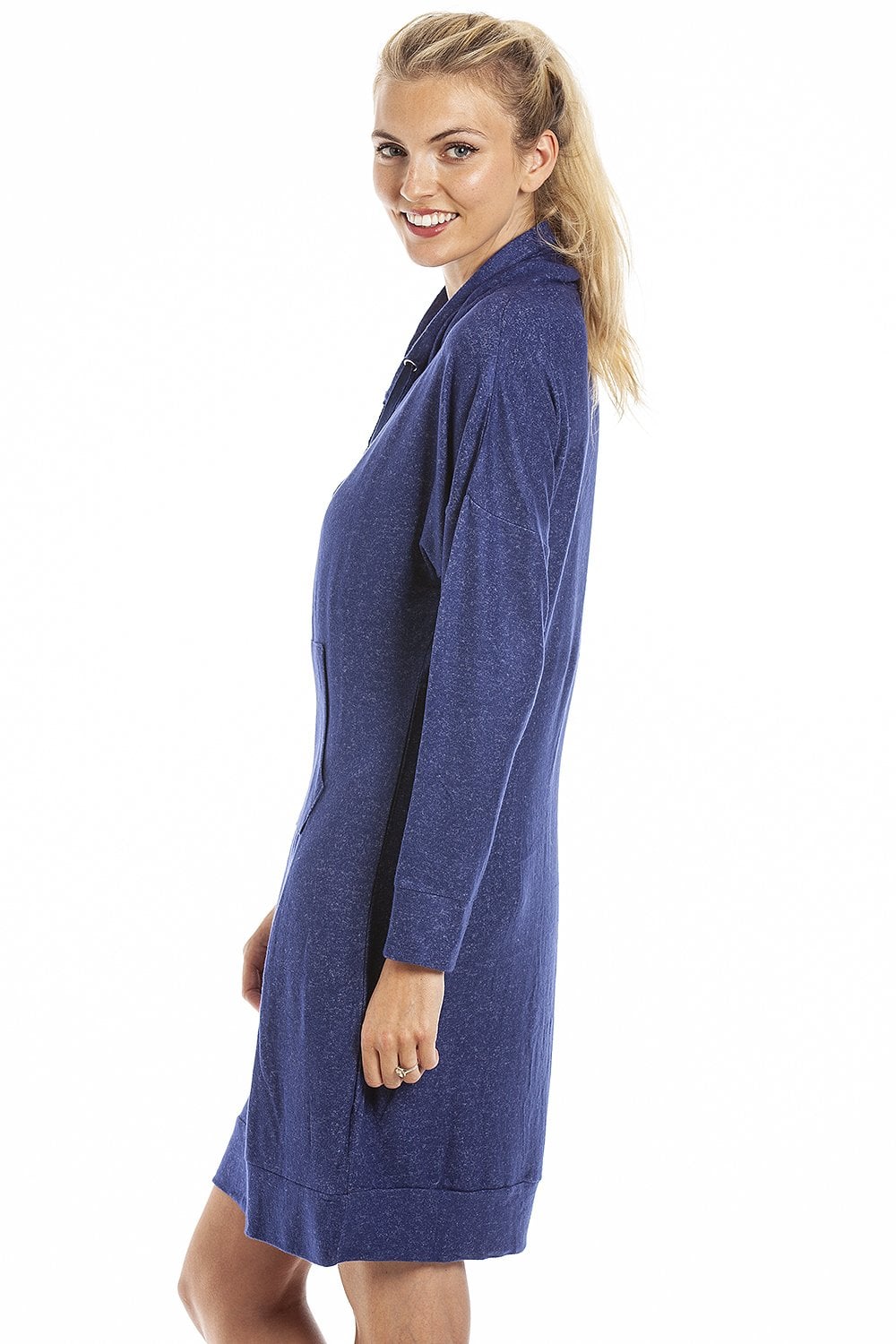 Navy Camille Lingerie Navy Long Sleeve Cowl Neck Lounger, Image 2 of 4