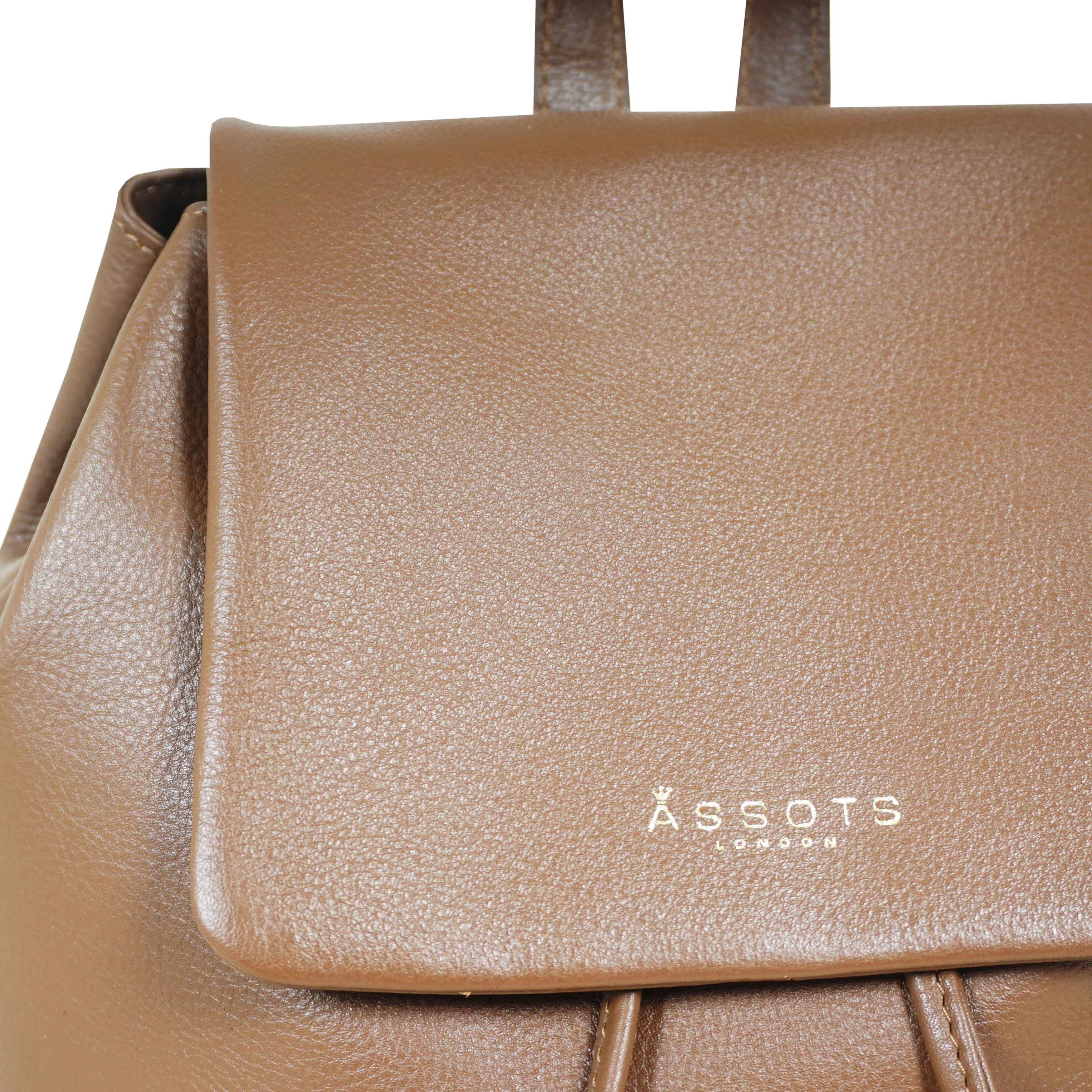 Tan 'GRACE' Full Grain Leather Flap-over Backpack, Image 2 of 6