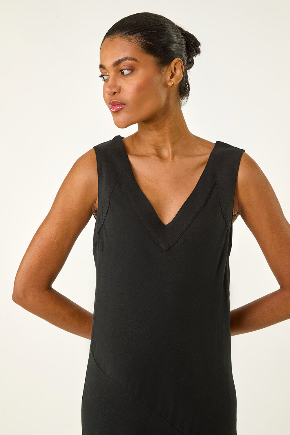 BELEZA Midi Dress - black linen