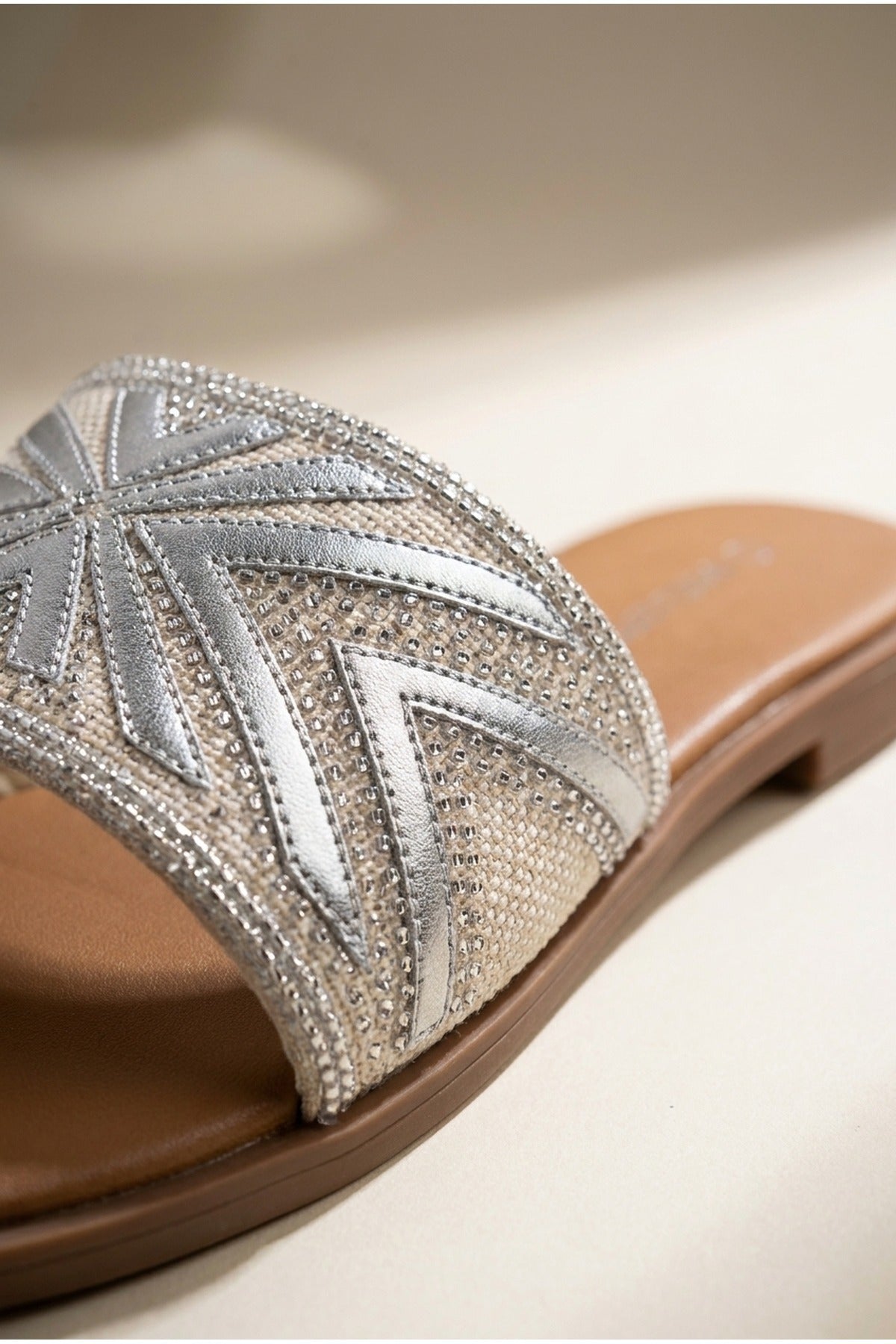 Octavia Geometric Woven Strap Sliders, Image 3 of 5