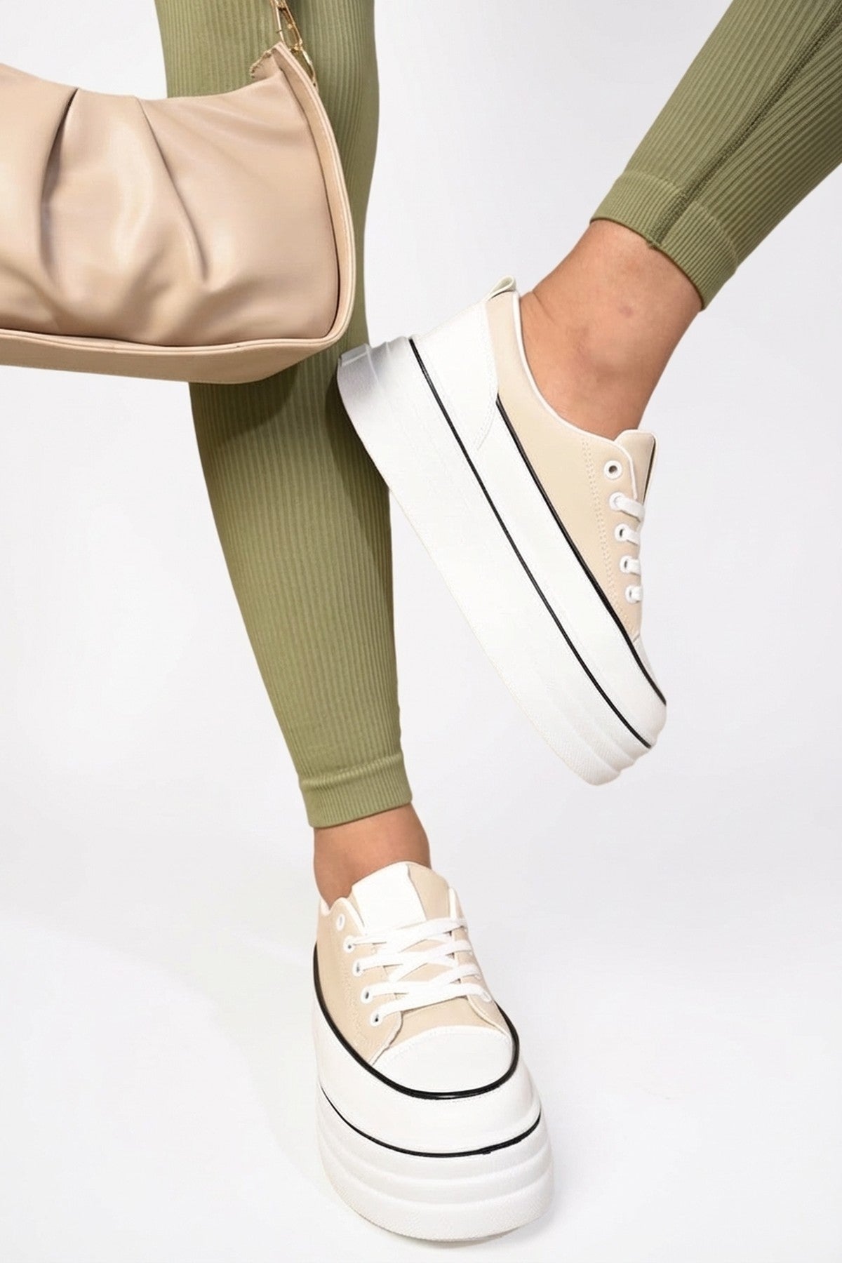 Pink Breanna Platform Wedge Lace Up Trainers