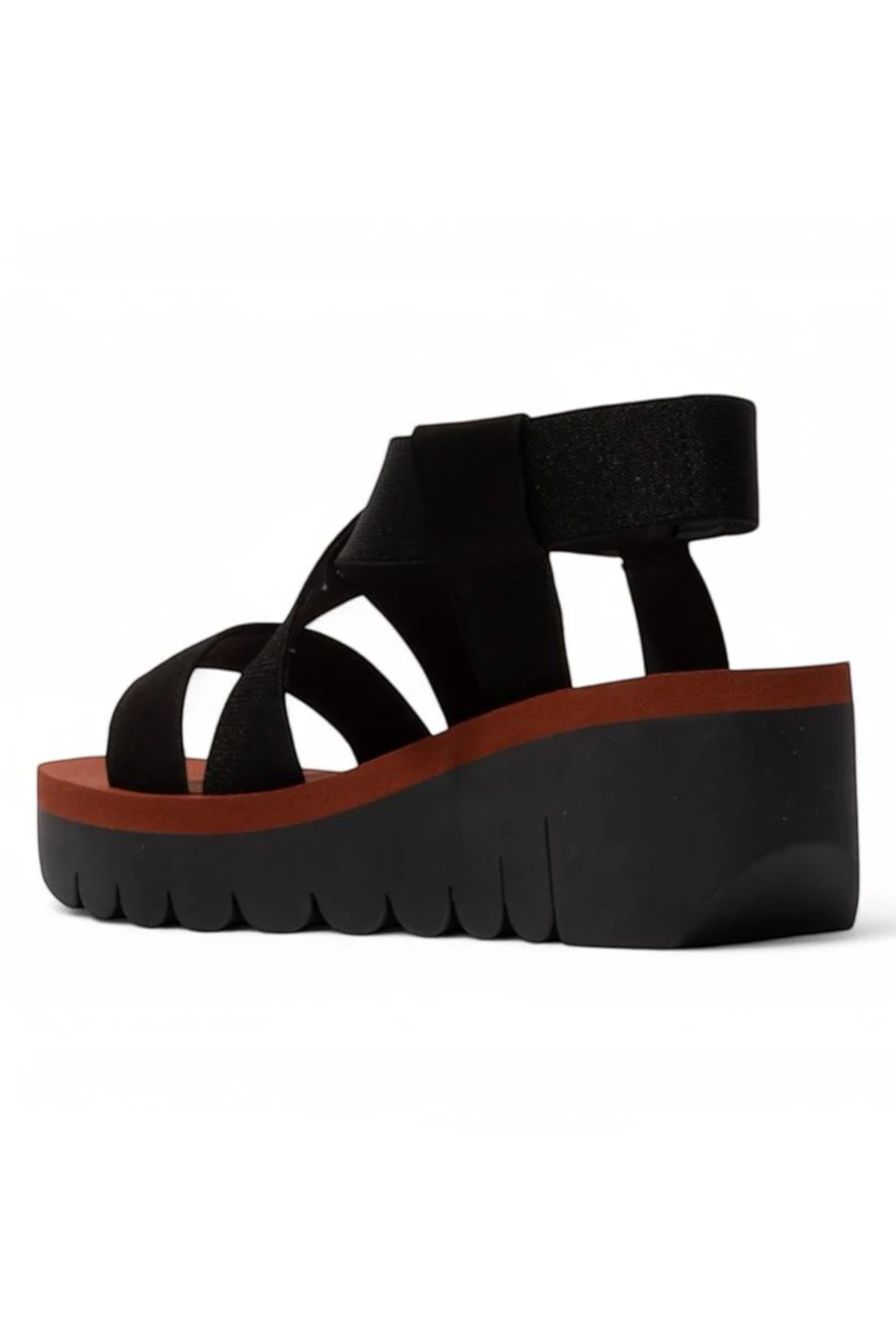 Black Womens Casual Wedge Sandals -YABI922FLY, Image 2 of 4