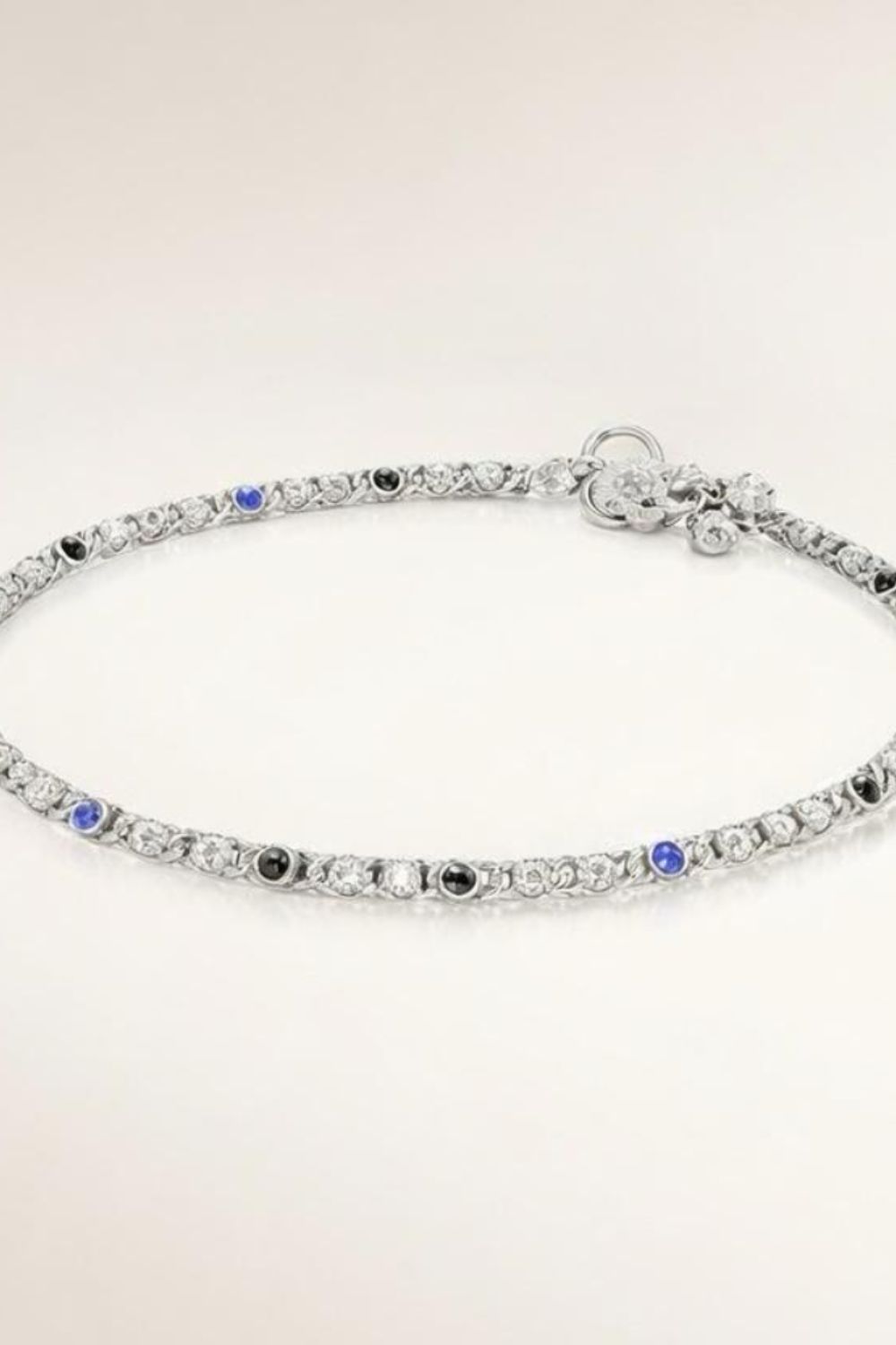 Silver Silver Plated Link Chain Braid Evil Eye Payal Anklet, Image 1 of 2