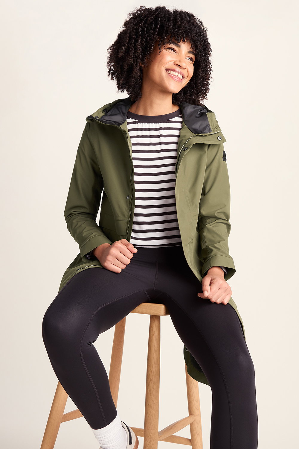Khaki Saunter Long Waterproof Jacket, Image 2 of 6