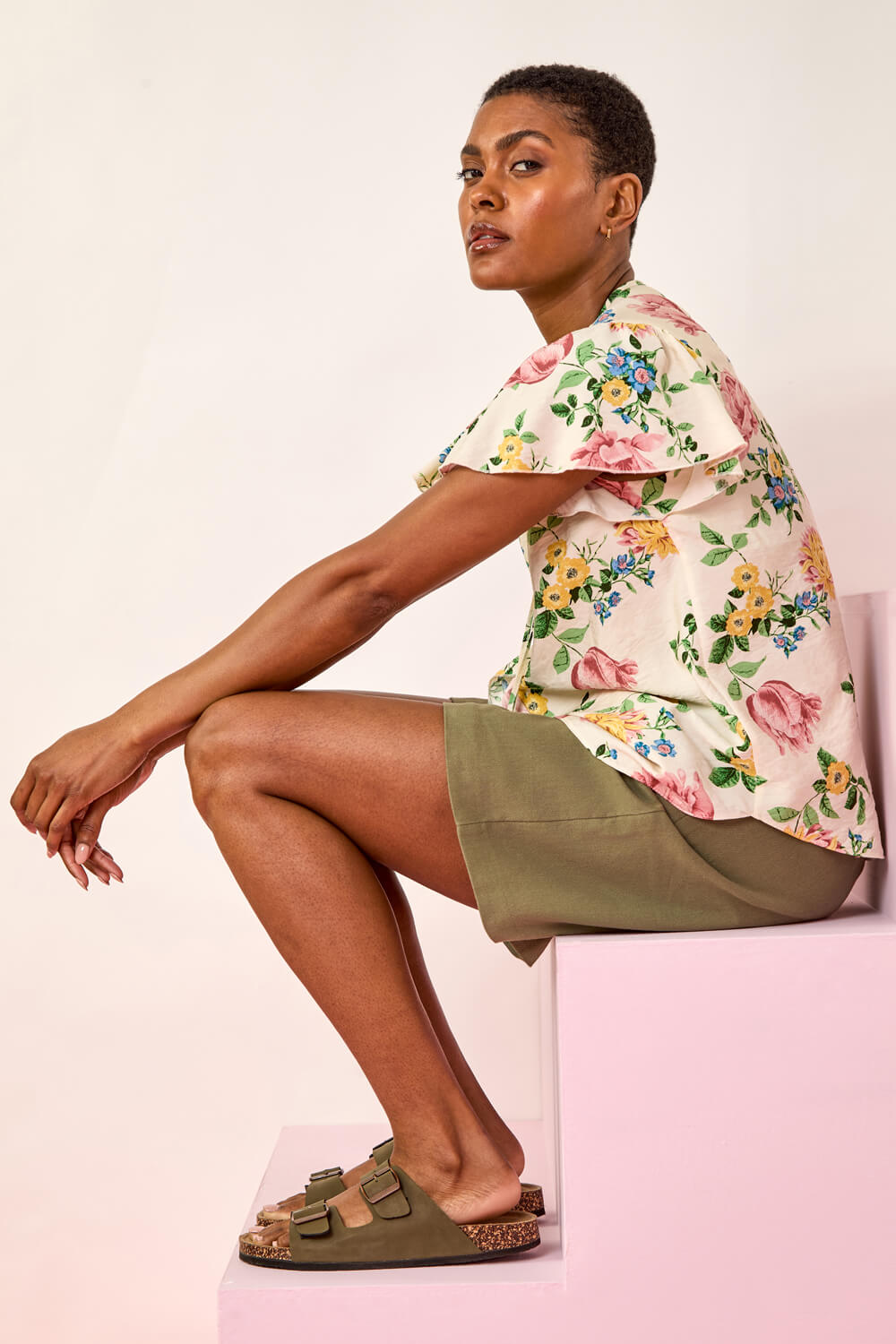 Khaki Smart Twill Pocket Shorts, Image 8 of 8