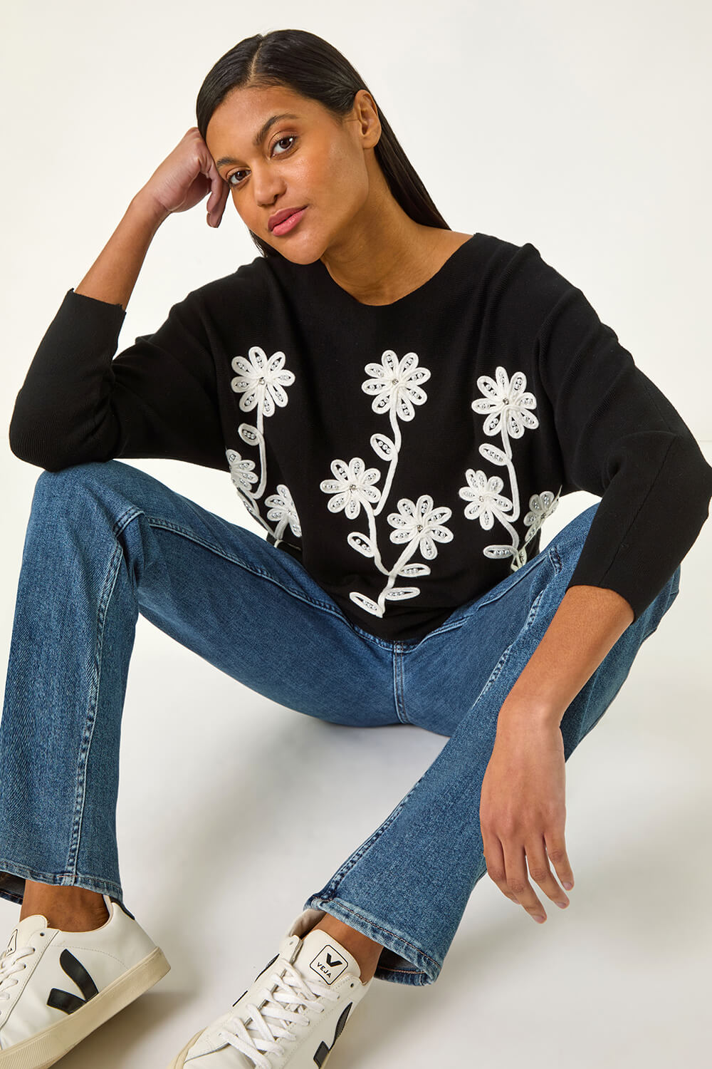 5011167 Black Floral Jumper