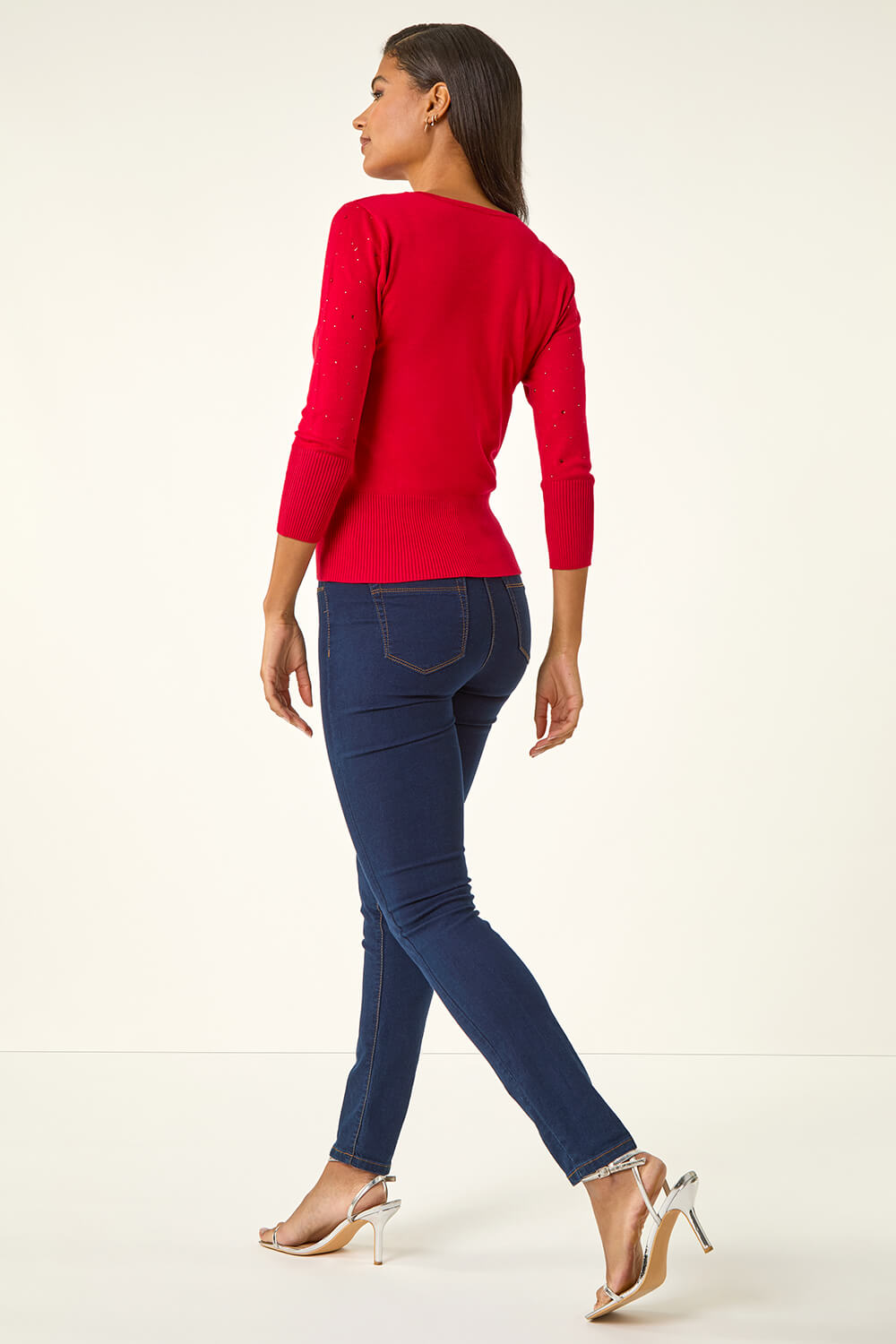 Red Diamante Studded Jumper, Image 4 of 5