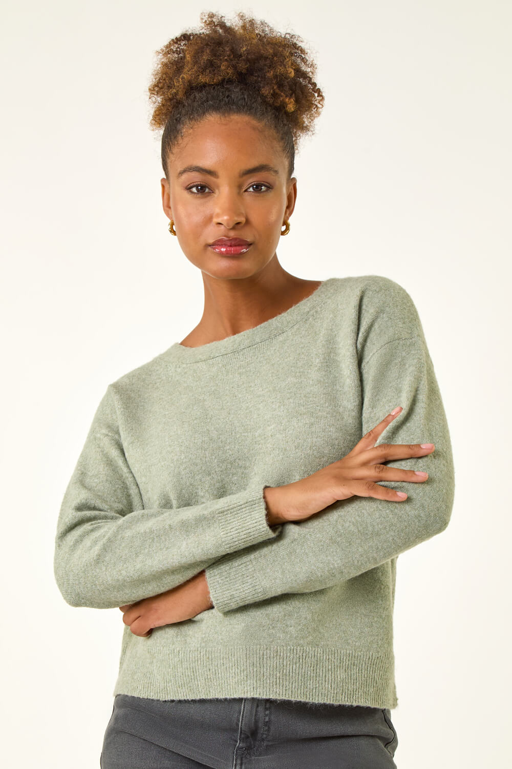 Sage Ribbon Bow Tie Back Jumper, Image 5 of 5