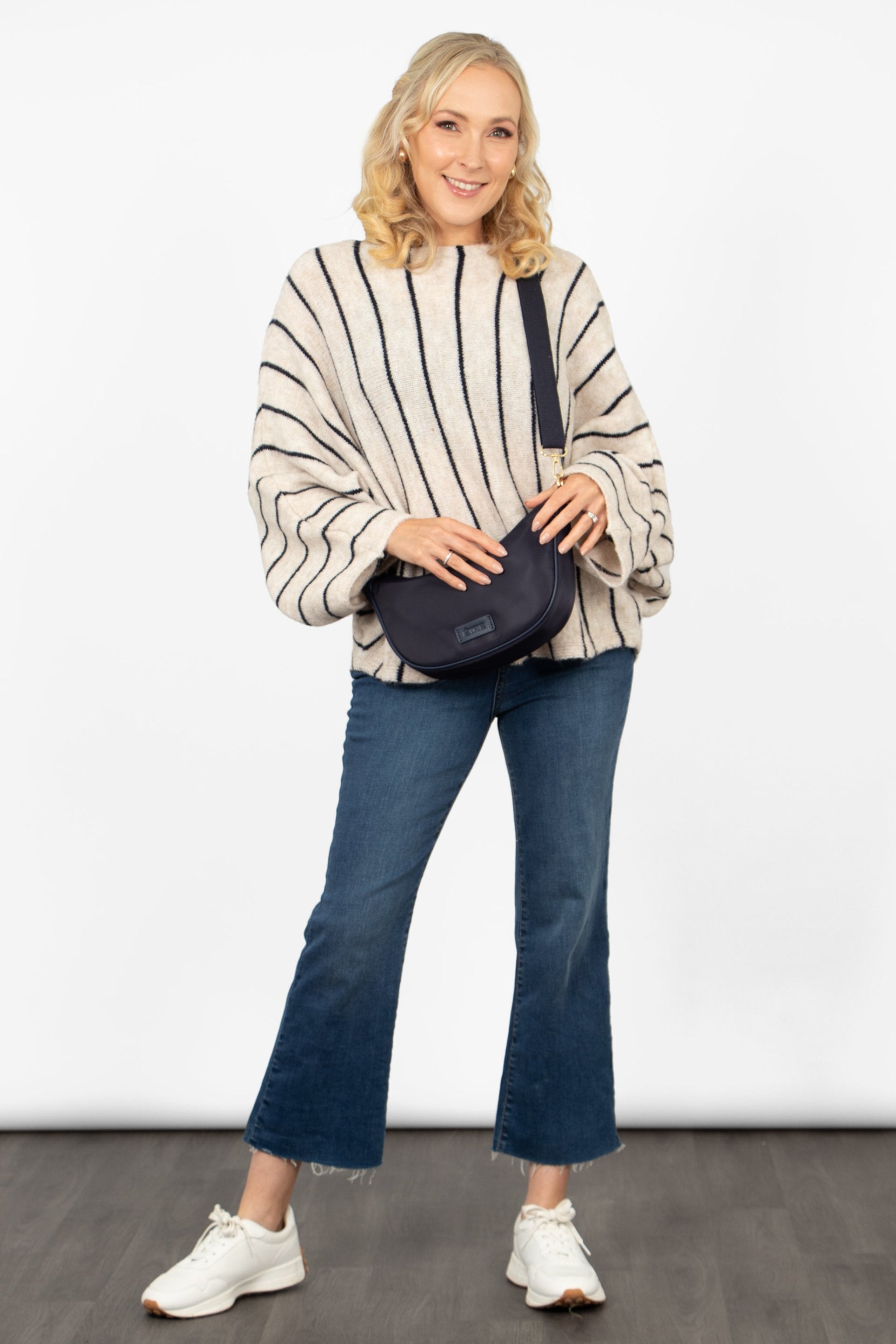 Navy Blue Etre Navy Blue Plain Half Moon Crossbody Bag, Image 5 of 5