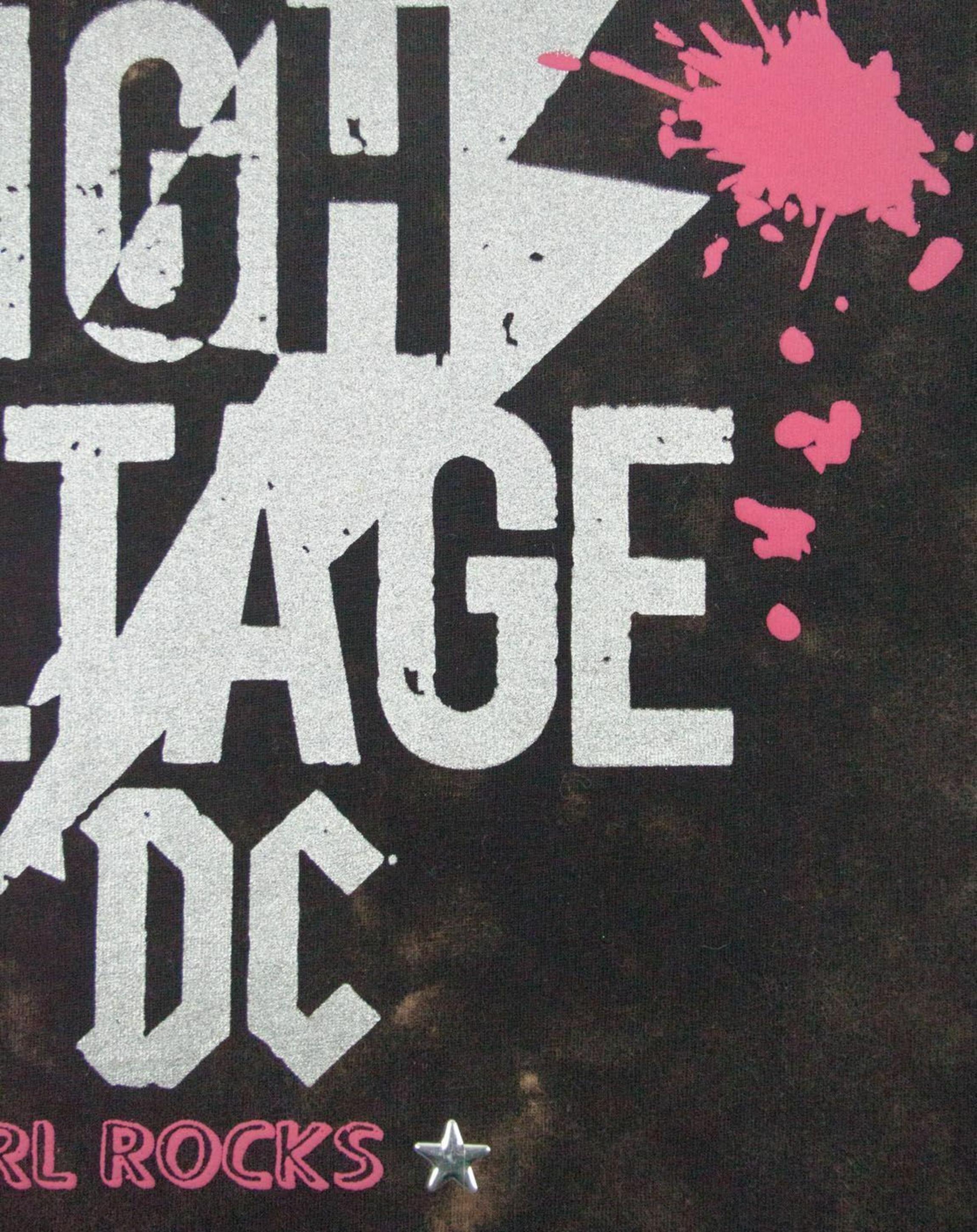 Black AC/DC High Voltage Acid Wash Women's T-Shirt, Image 3 of 4