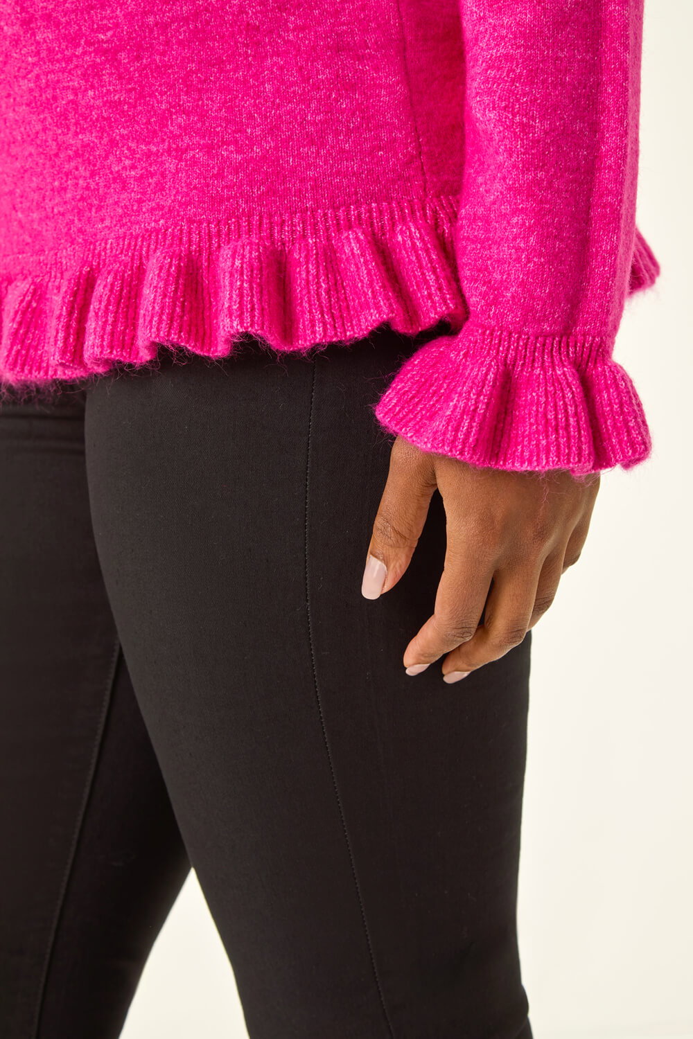 PINK Petite Flute Hem Knit Jumper, Image 6 of 5