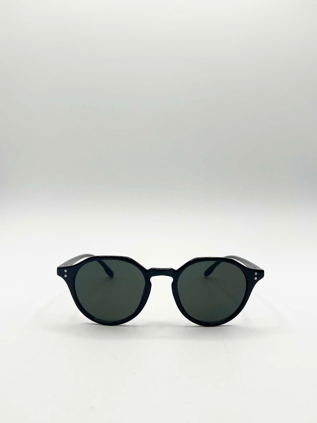 Black Classic Preppy Plastic Frame Sunglasses, Image 2 of 5