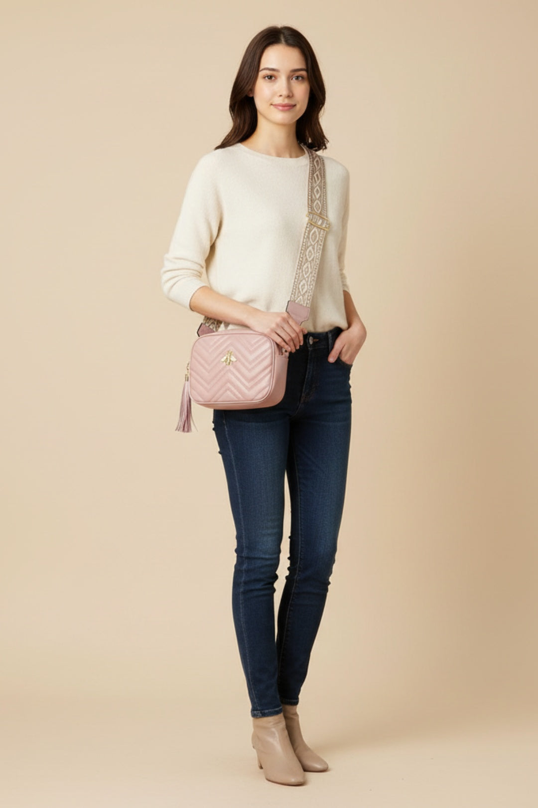 Pink Bee Embellished Camera Bag, Image 2 of 5