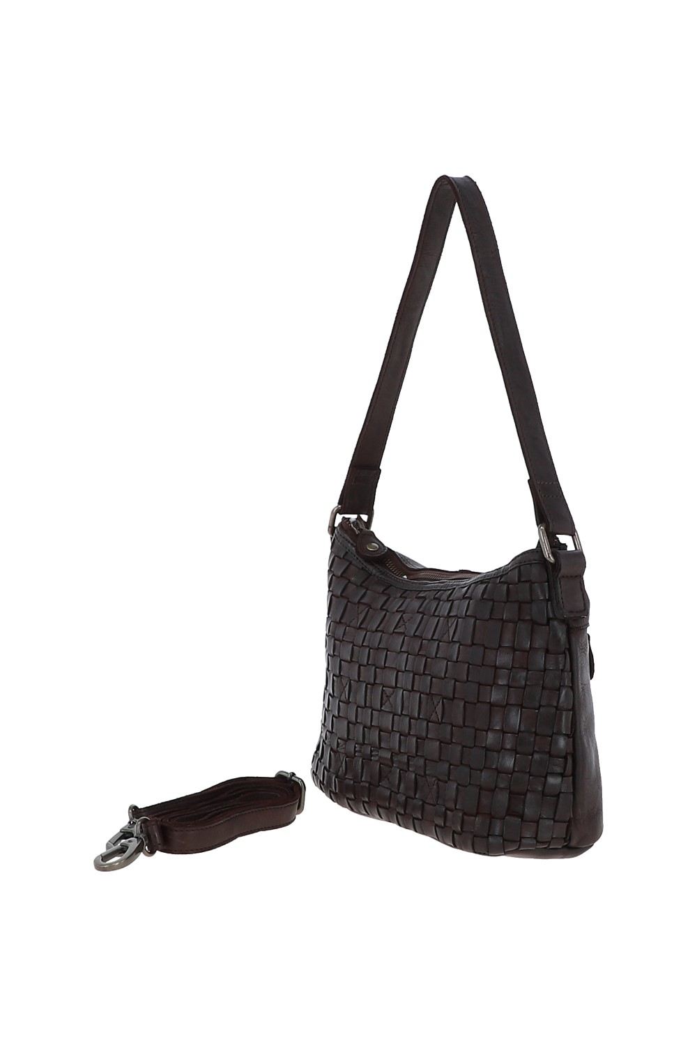 Dark Brown Ashwood Leather Dark Brown 'Incanto Infinito' Vintage Woven Leather Shoulder Bag, Image 2 of 3