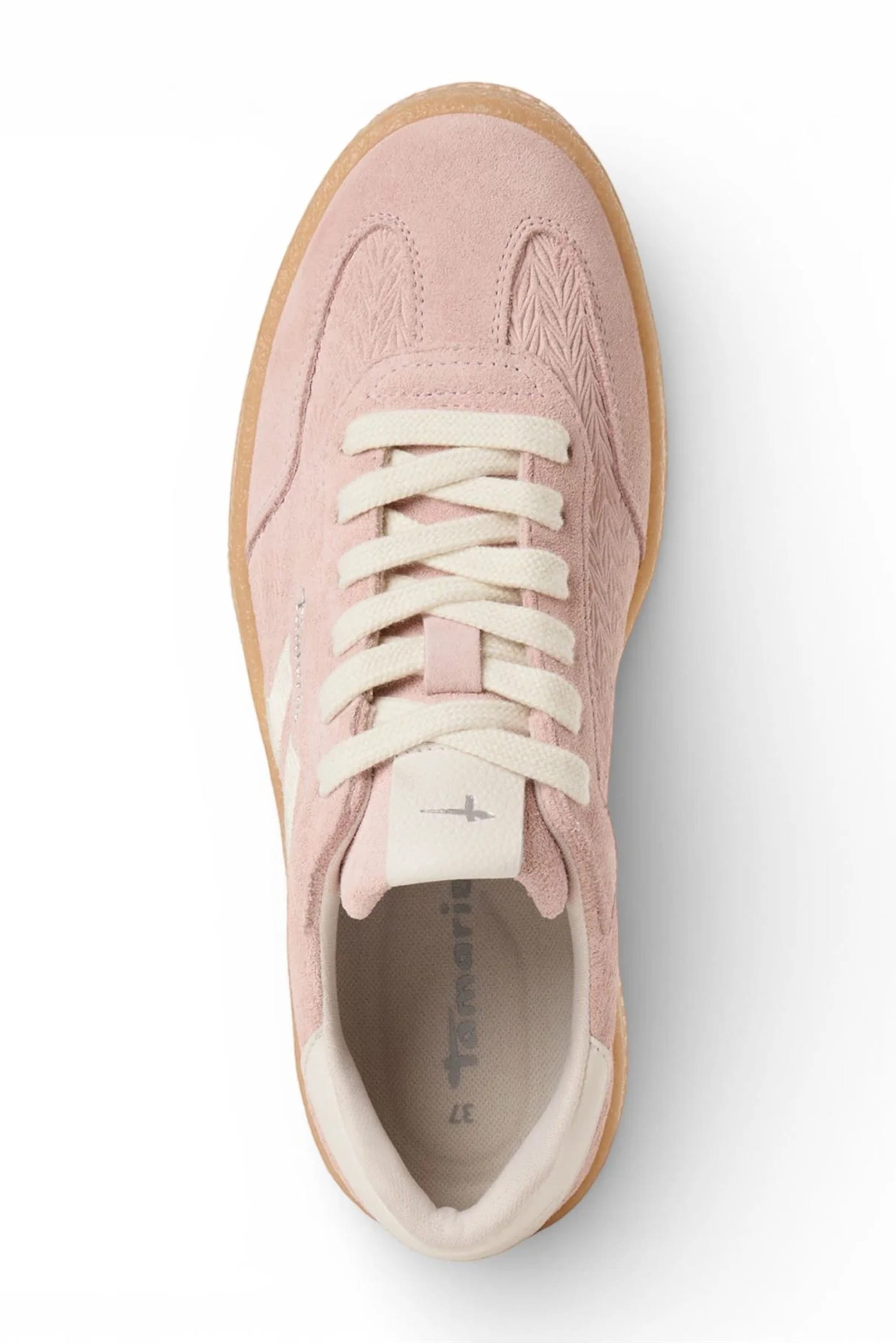 Pink Tamaris Pink Tamaris Womens Pink White Stripe Sneaker, Image 6 of 7