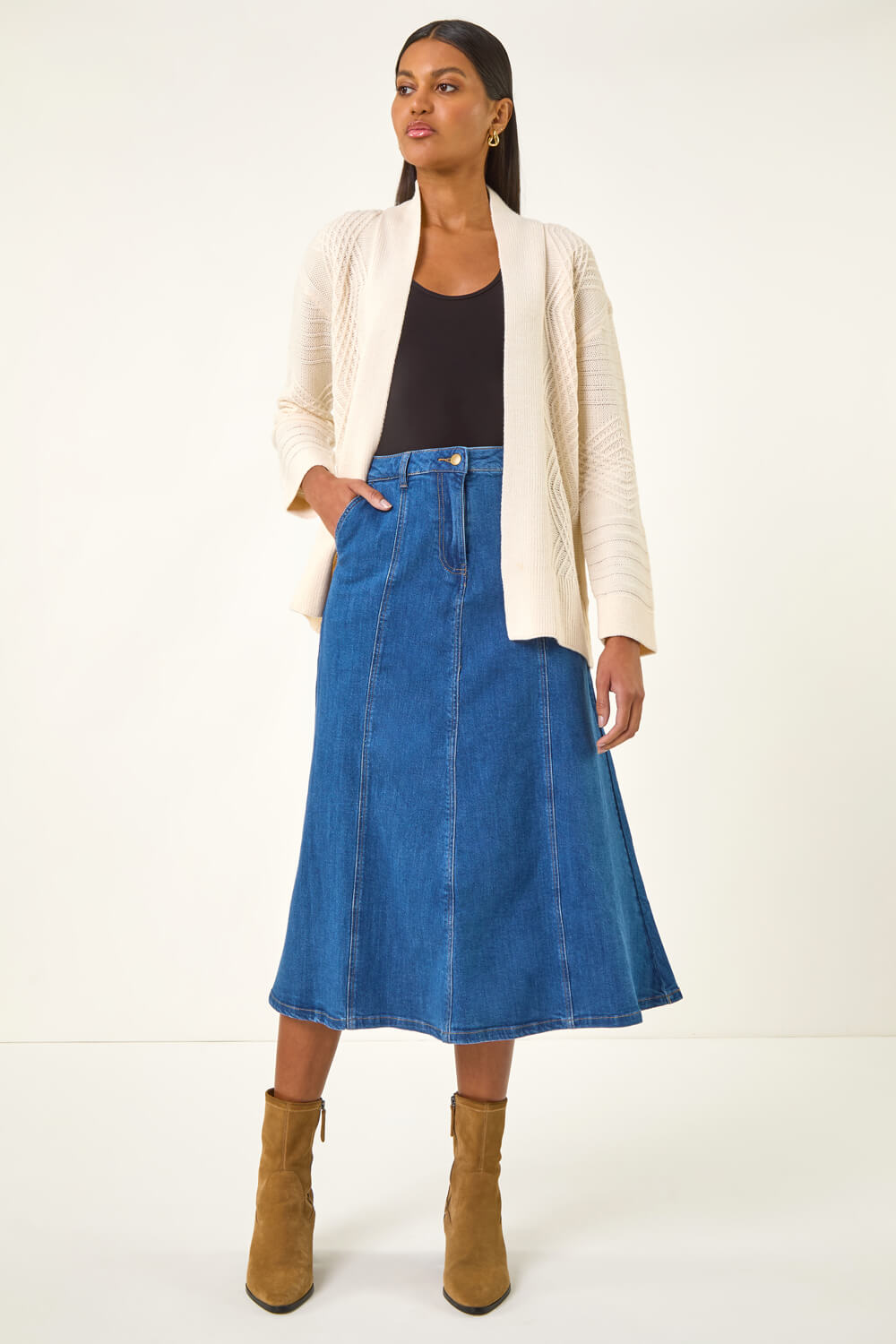 Ivory Textured Knit Cardigan, Image 3 of 5