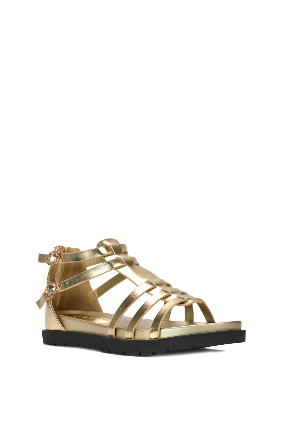 Gold XY LONDON Gold 'Haden' Flatform Gladiator Sandals With Chunky Sole, Image 2 of 6