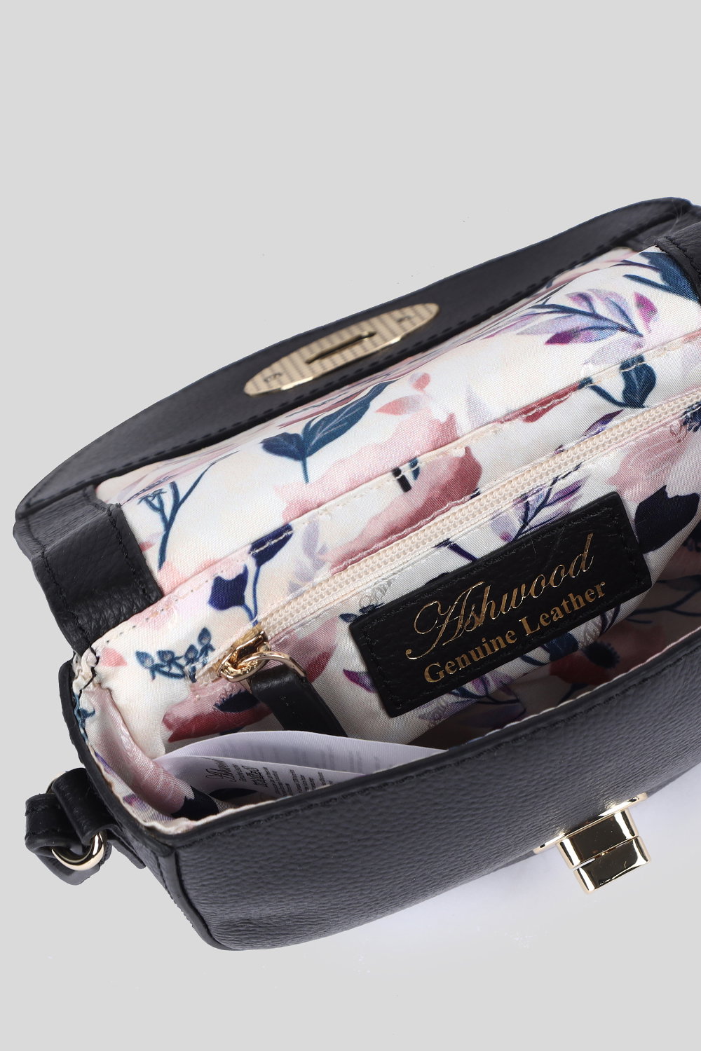 Black 'Borsa della Moda' Real Leather Saddle Crossbody Bag, Image 4 of 4