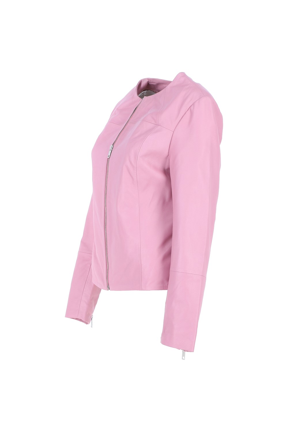 Pink Ashwood Leather Pink 'Francesca' Collarless Real Leather Fashion Jacket, Image 3 of 4