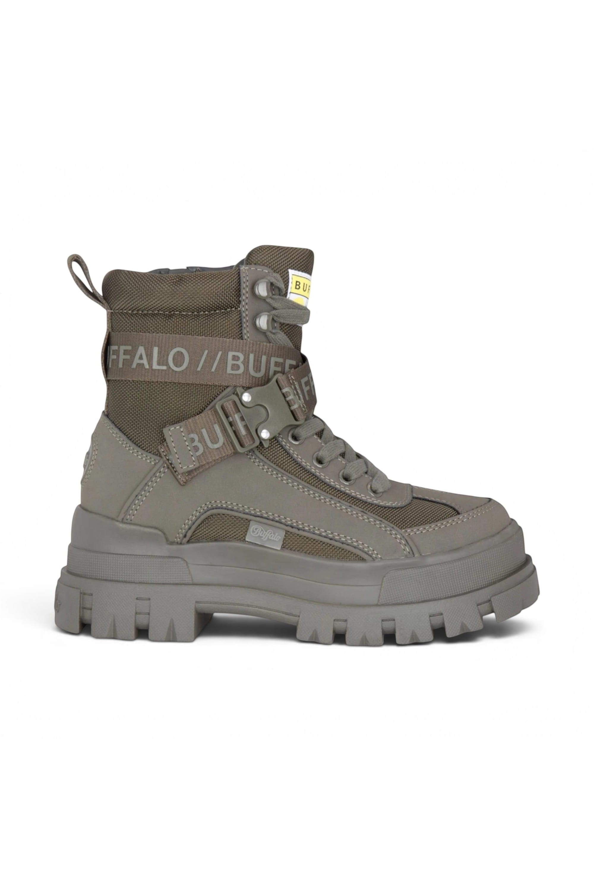 Brown Womens Combat High Ankle Boots-ASPHA-COM, Image 1 of 7