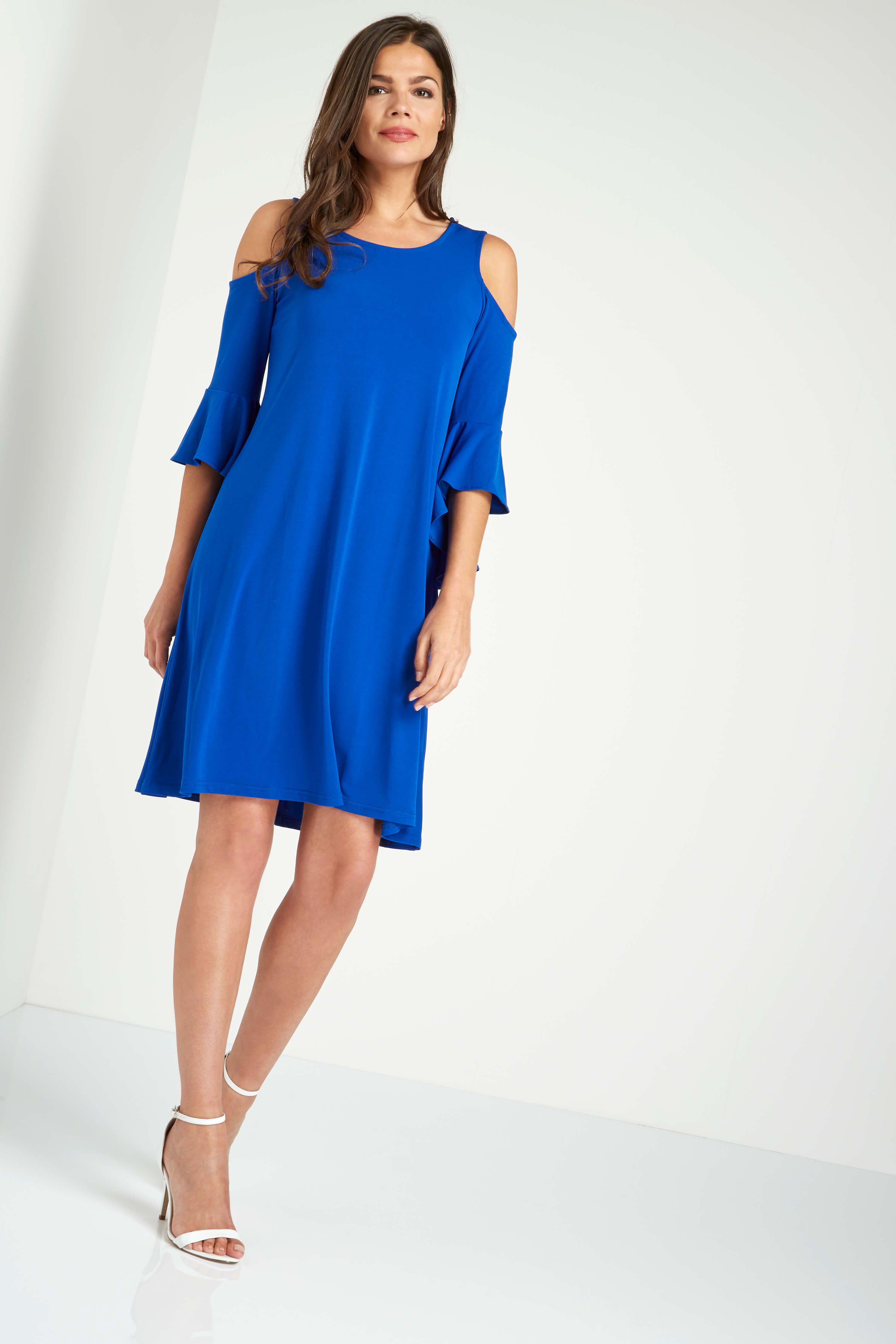 Royal Blue Flute Sleeve Dress, Image 4 of 5