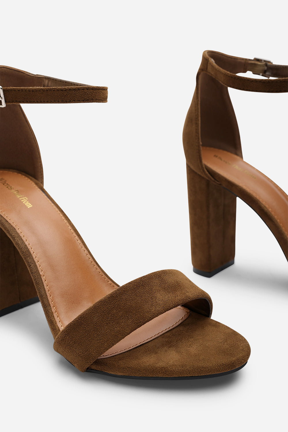 Khaki 'Skye' Strappy Block Heels Buckle, Image 4 of 5