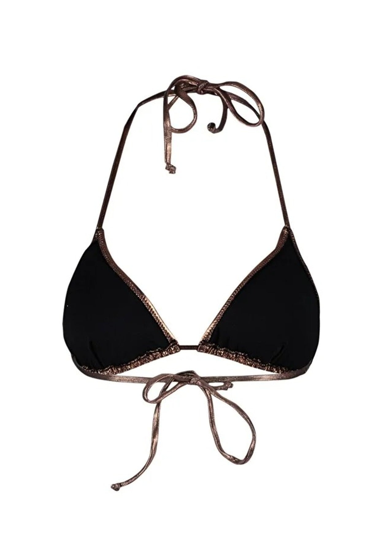 Brown WOVCOR Brown Metallic Triangle Bikini Top, Image 4 of 5