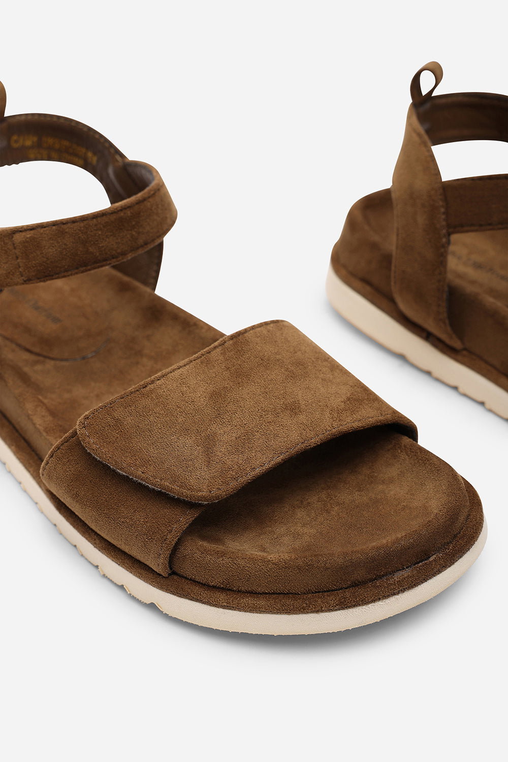 Khaki Where's That From Khaki Corfu Velcro Double Strap Footbed Sandals, Image 5 of 6
