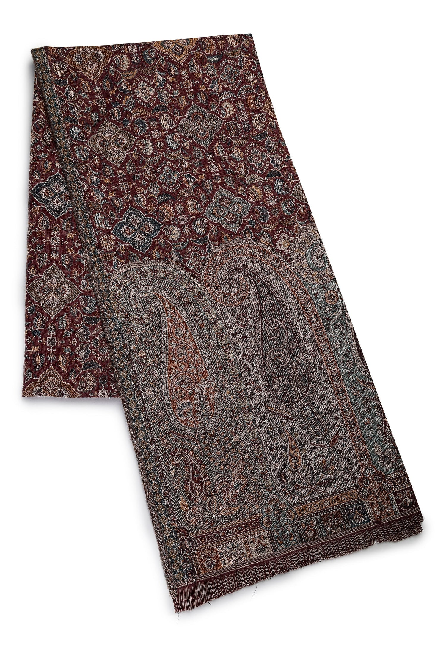 Multi Kashmiri Jamawar Scarf, Image 1 of 4