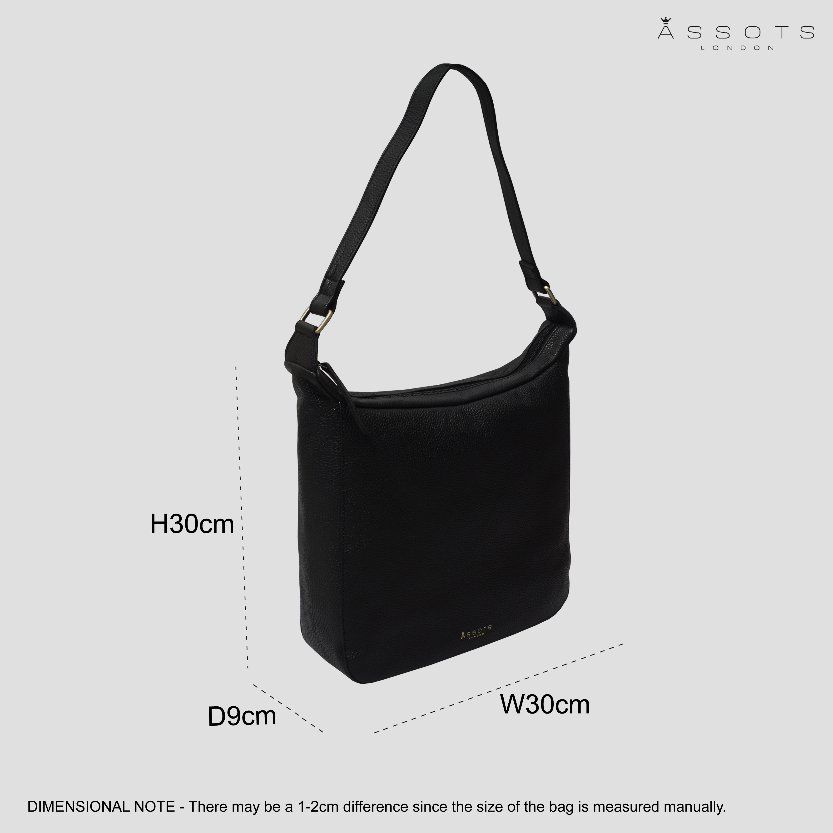 Black 'BIANCA' Pebble Grain Leather Slouchy Hobo Bag, Image 4 of 4