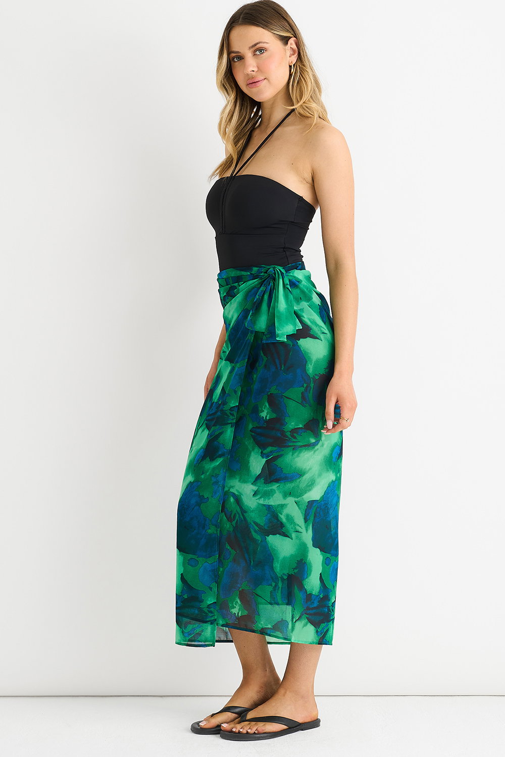 Green Floral Multiway Beach Sarong, Image 4 of 4